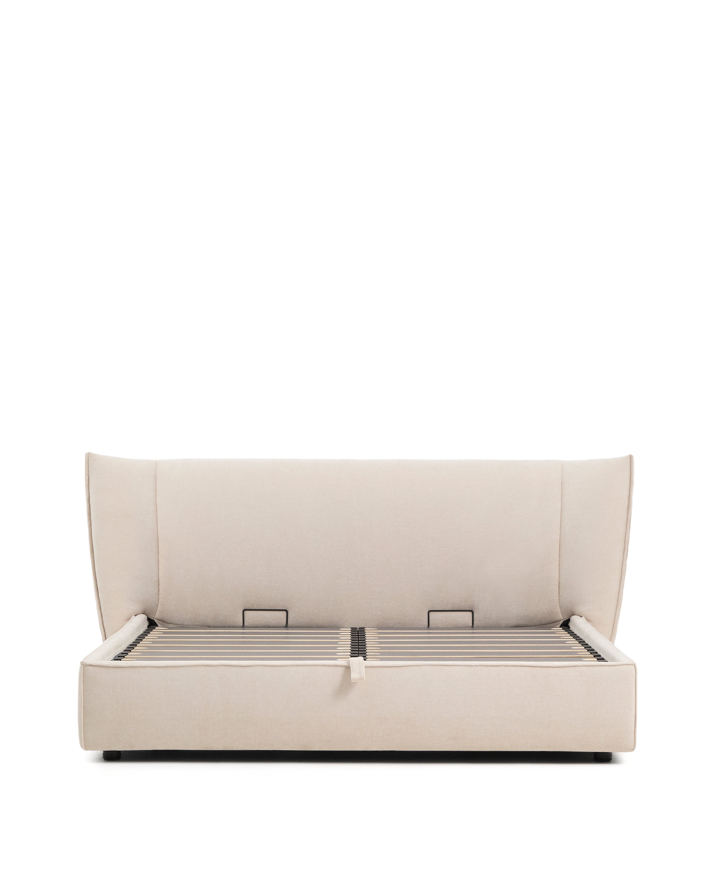 Arvian beige chenille bed with storage base and removable covers for mattress 180 x 200cm - Product Image