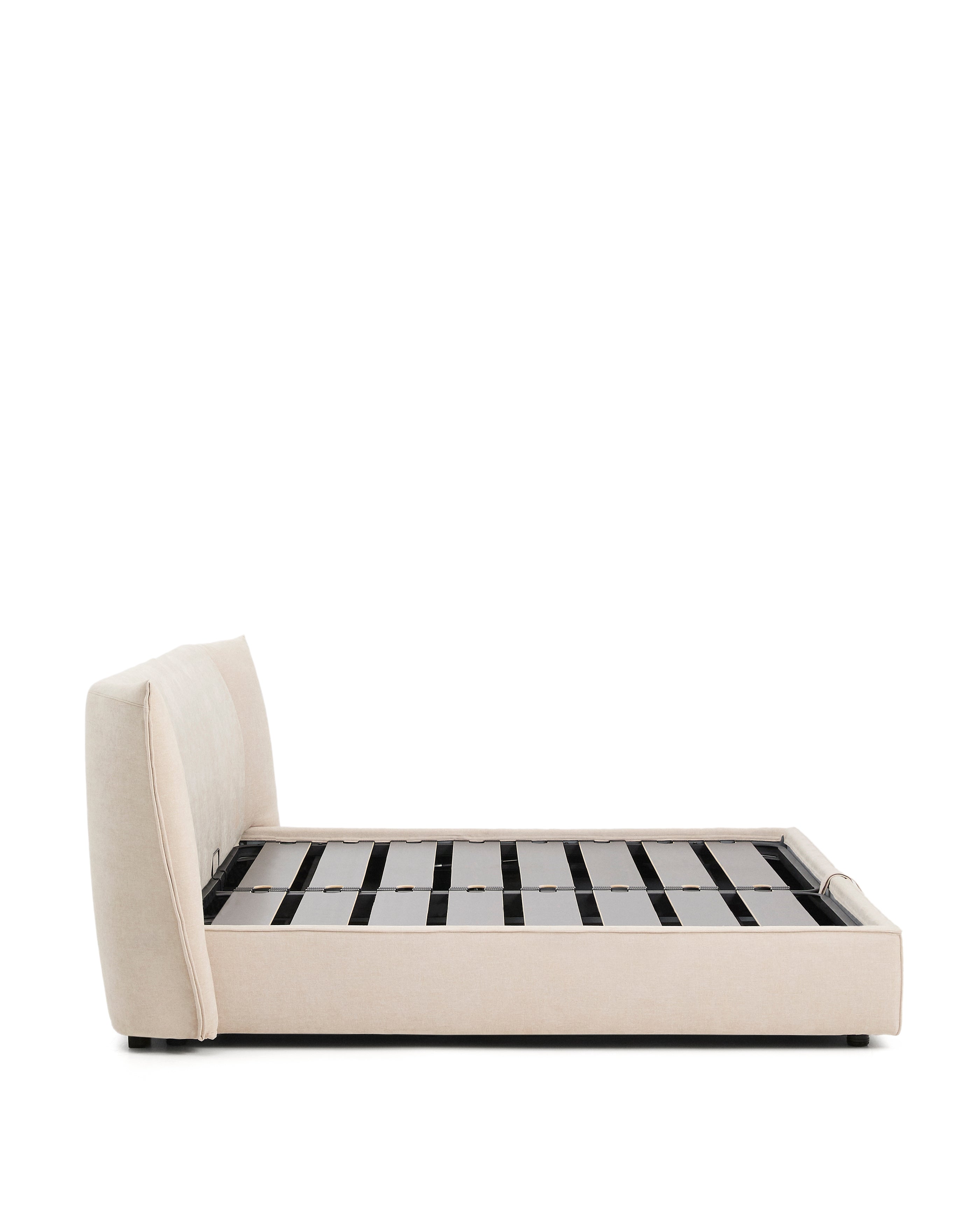 Arvian beige chenille bed with storage base and removable covers for mattress 180 x 200cm - Product Image