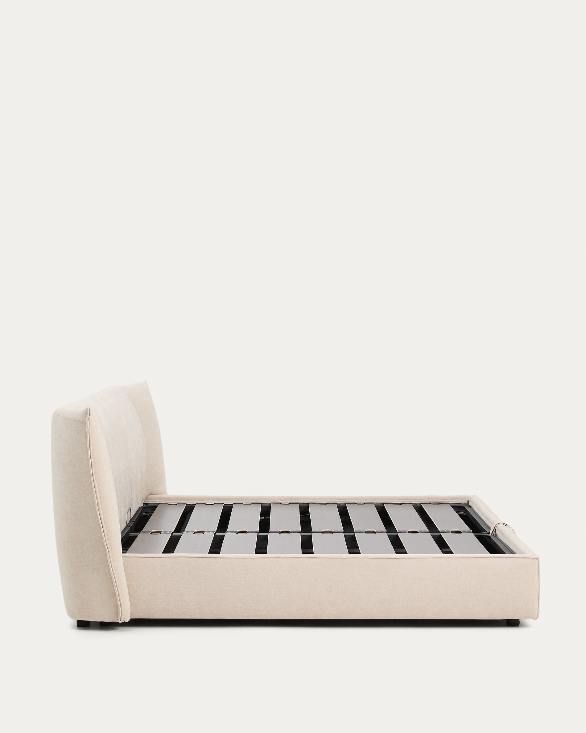 Arvian beige chenille bed with storage base and removable covers for mattress 180 x 200cm - Product View