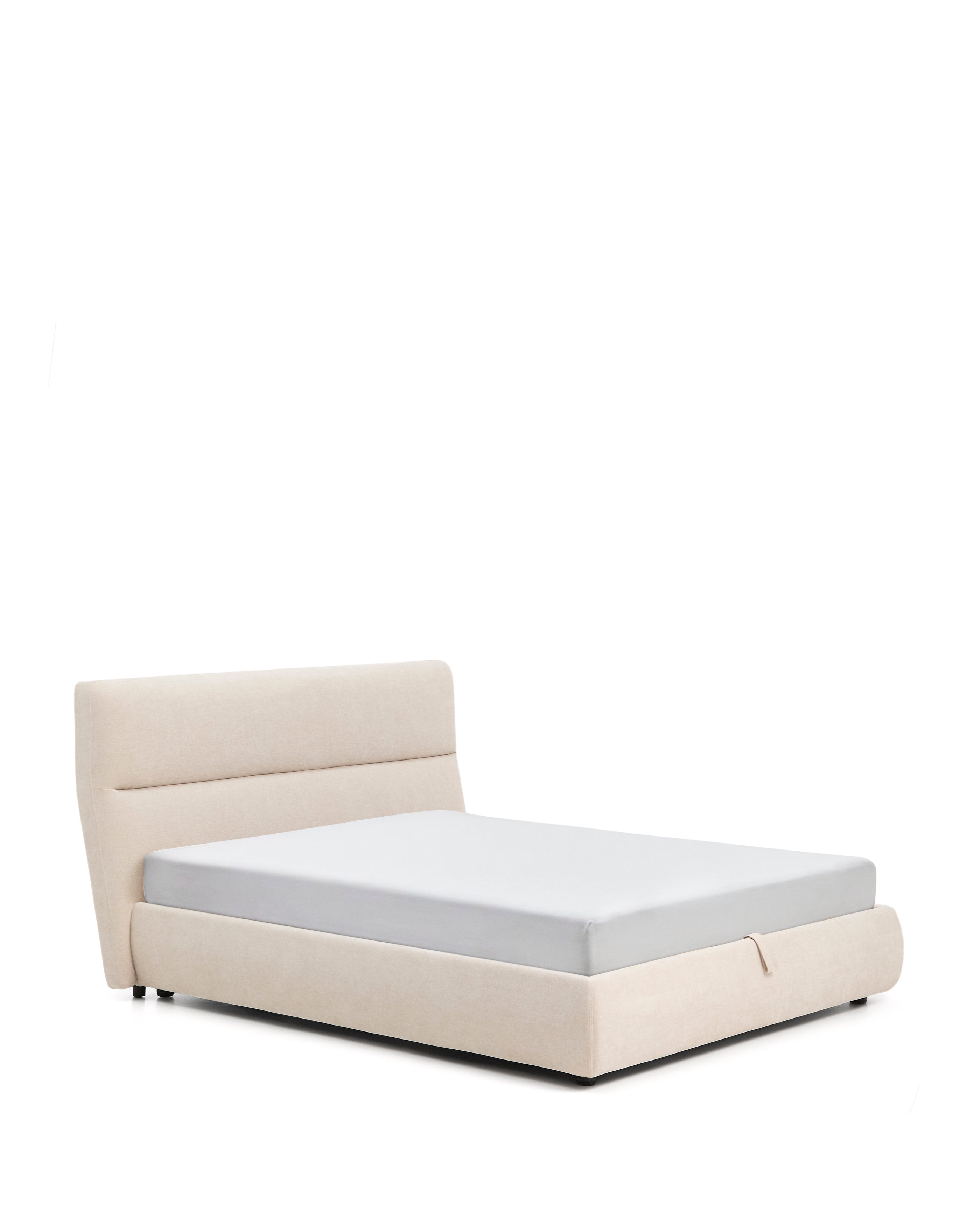 Dafra beige chenille bed with storage base and removable covers for mattress 160 x 200cm - Product Image