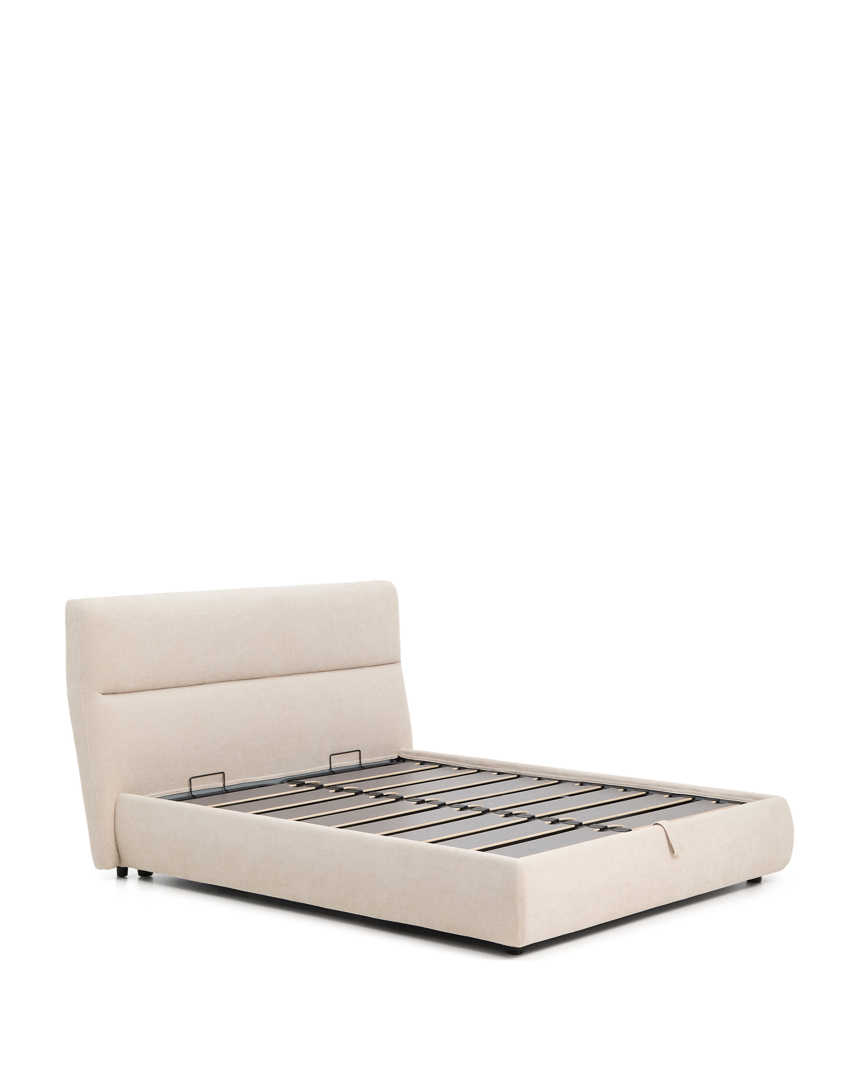 Dafra beige chenille bed with storage base and removable covers for mattress 160 x 200cm - Product Image