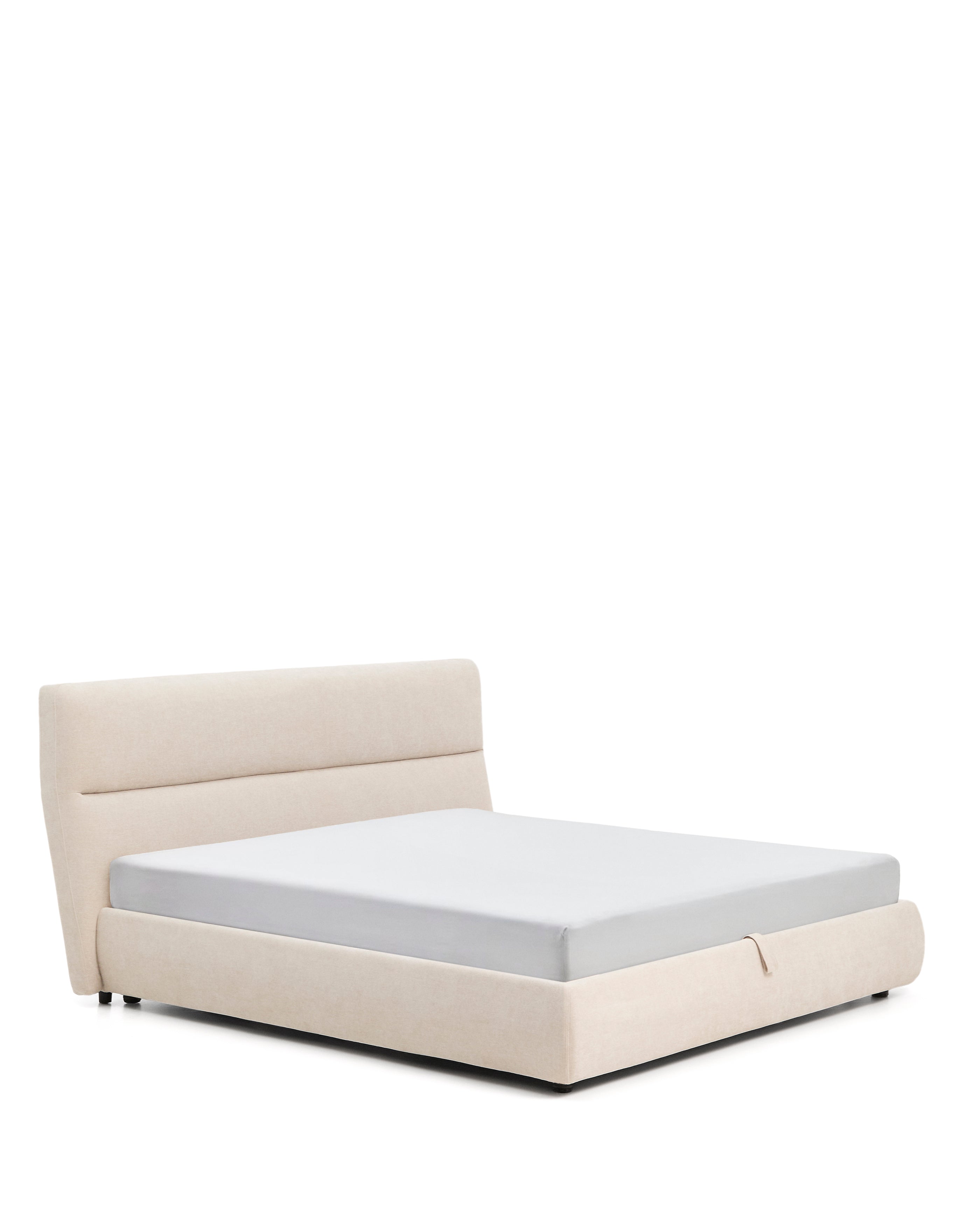 Dafra beige chenille bed with storage base and removable covers for mattress 180 x 200cm - Product Image