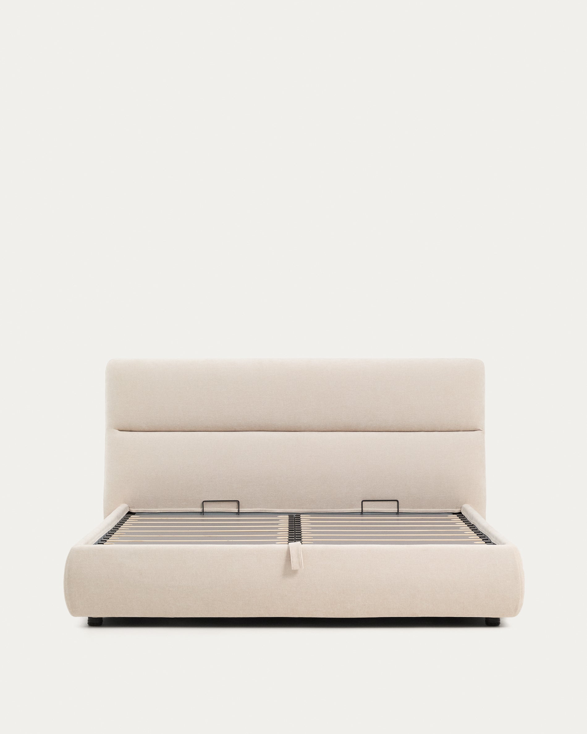 Dafra beige chenille bed with storage base and removable covers for mattress 180 x 200cm - Product View