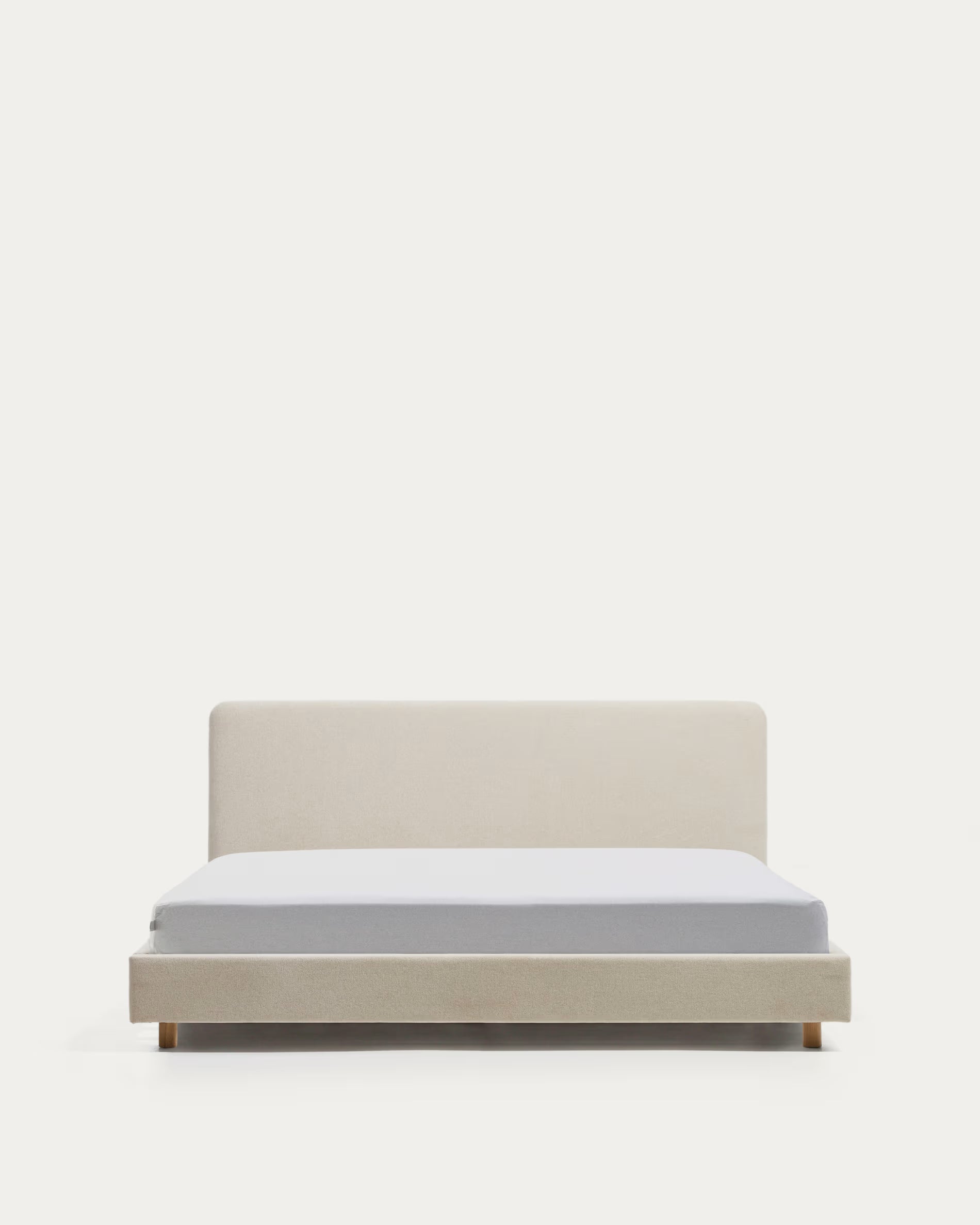 Selven beige chenille bed for 160 x 200cm mattress.