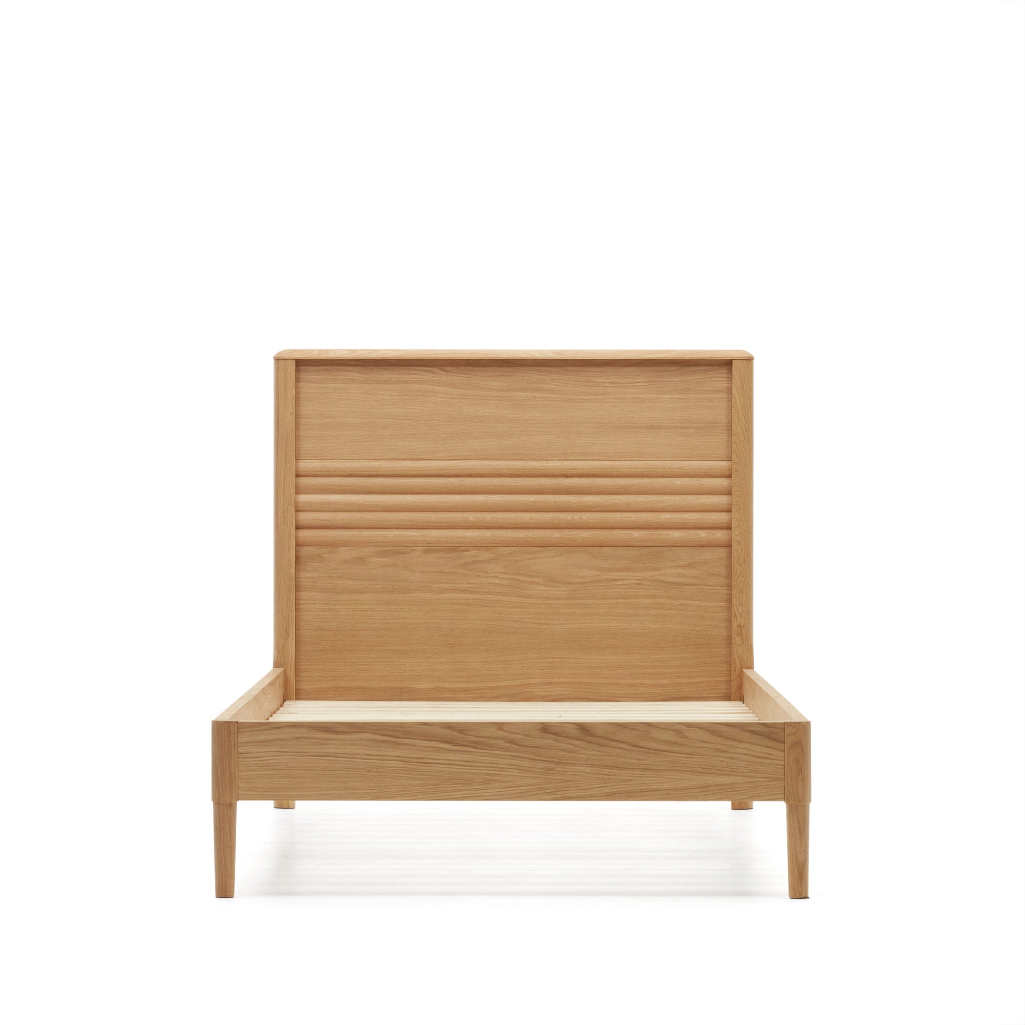 Lenon oak wood and veneer bed for 90 x 200 cm mattress, FSC MIX Credit - Product Image