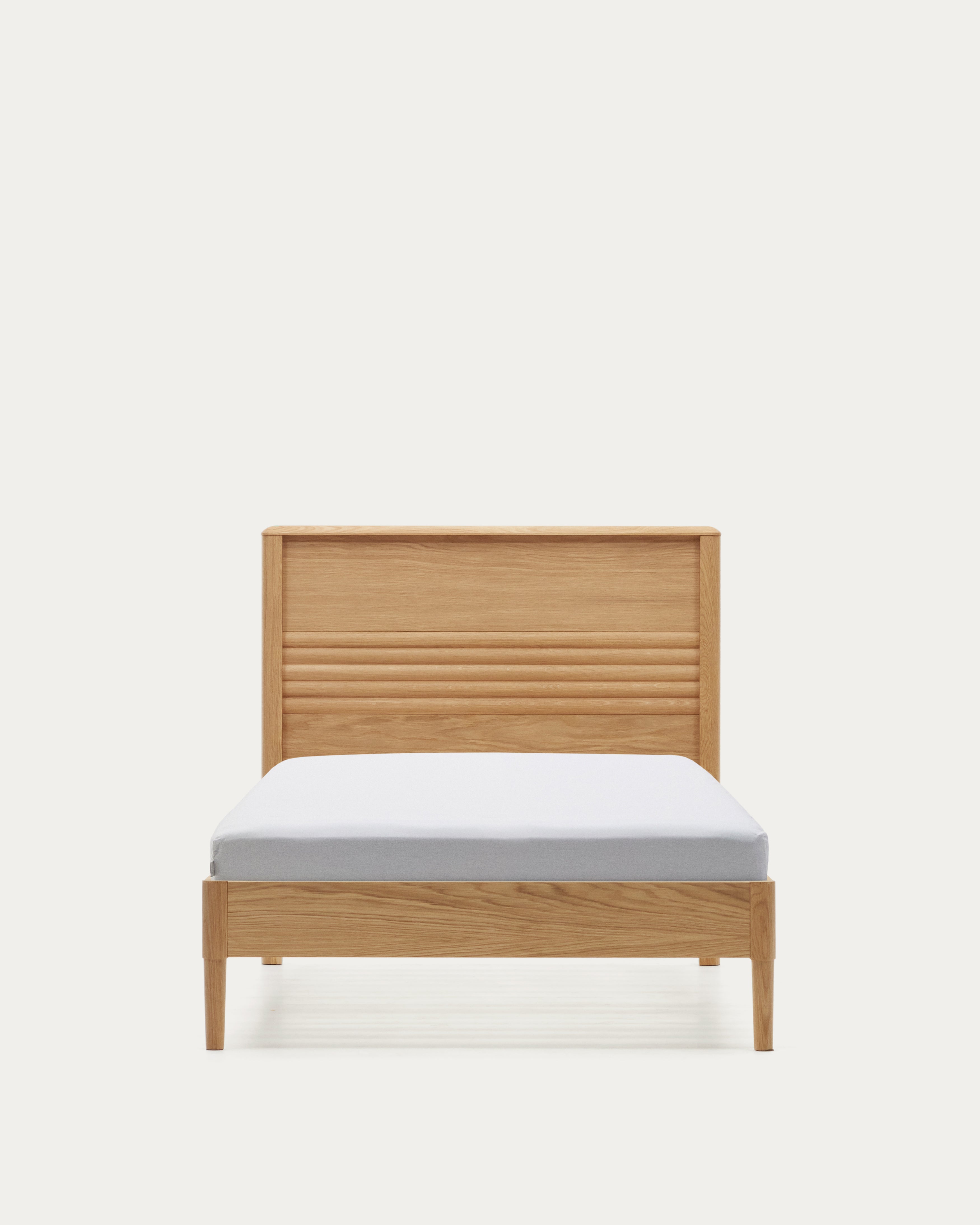 Lenon oak wood and veneer bed for 90 x 200 cm mattress, FSC MIX Credit - Product View