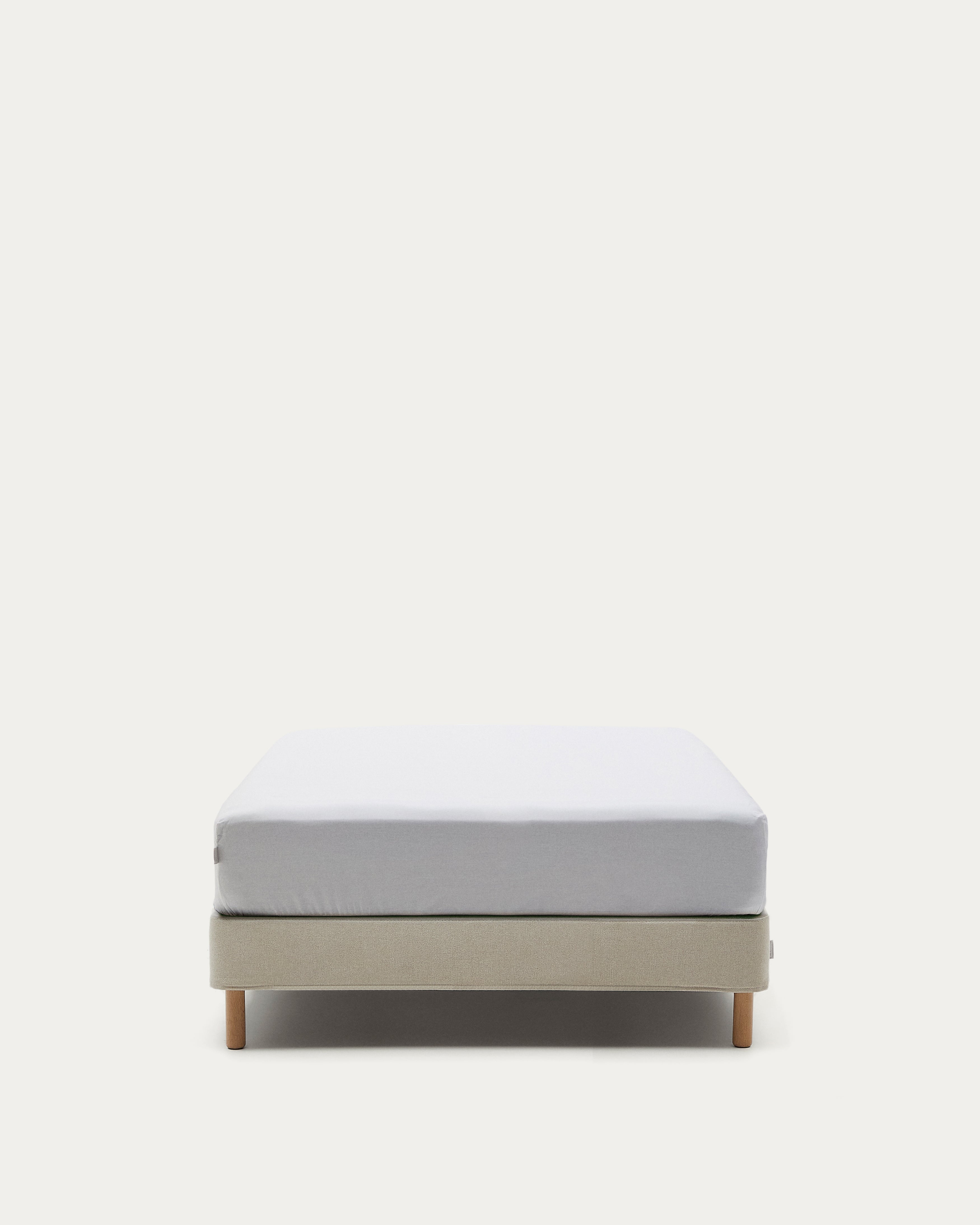 Ofelia base with ecru removable cover and solid beech wooden legs for a 90 x 200 cm mattress FSC Mix Credit - Product View
