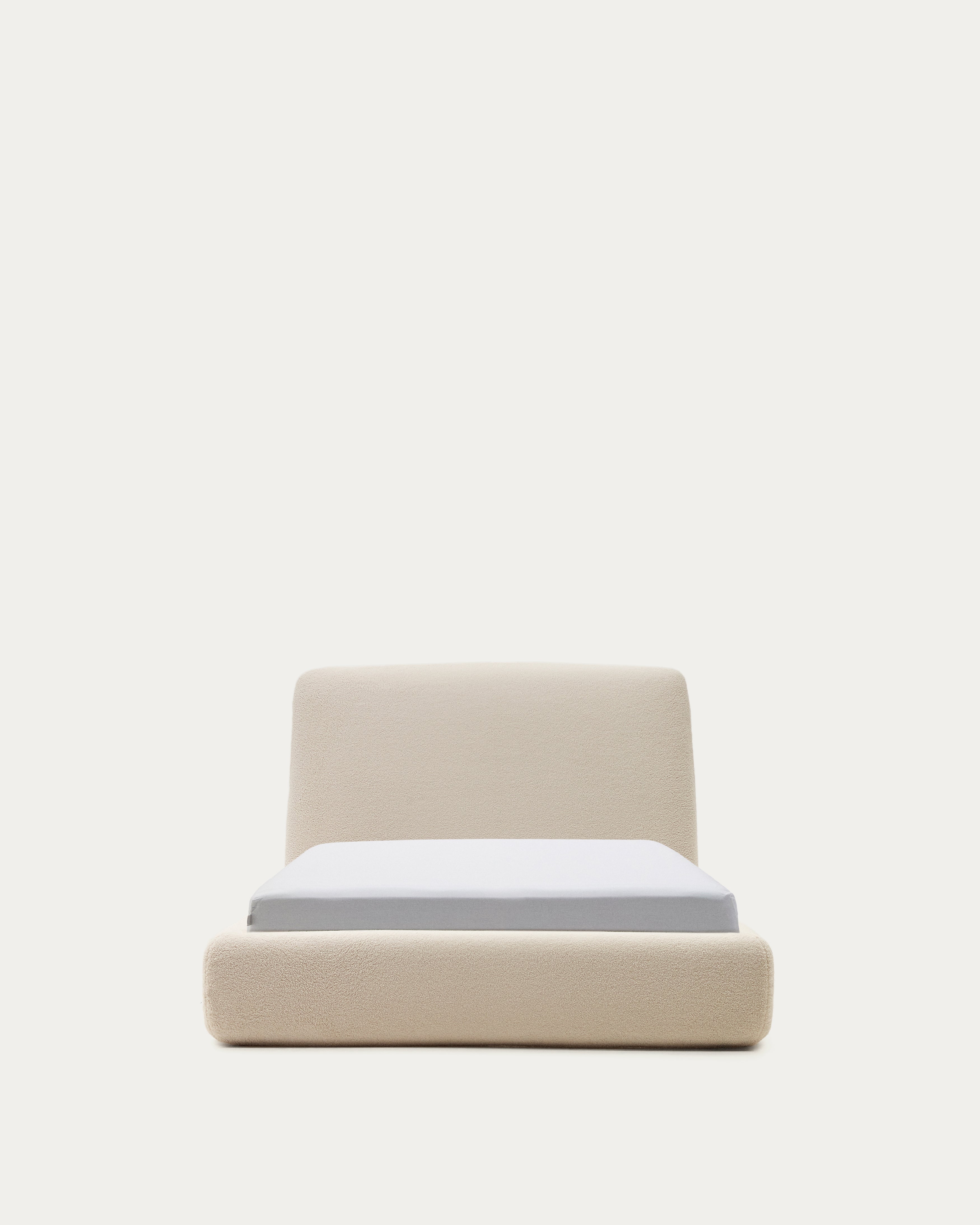 Martina bed with ecru bouclé removable cover for 90 x 200 cm mattress FSC Mix Credit - Product View