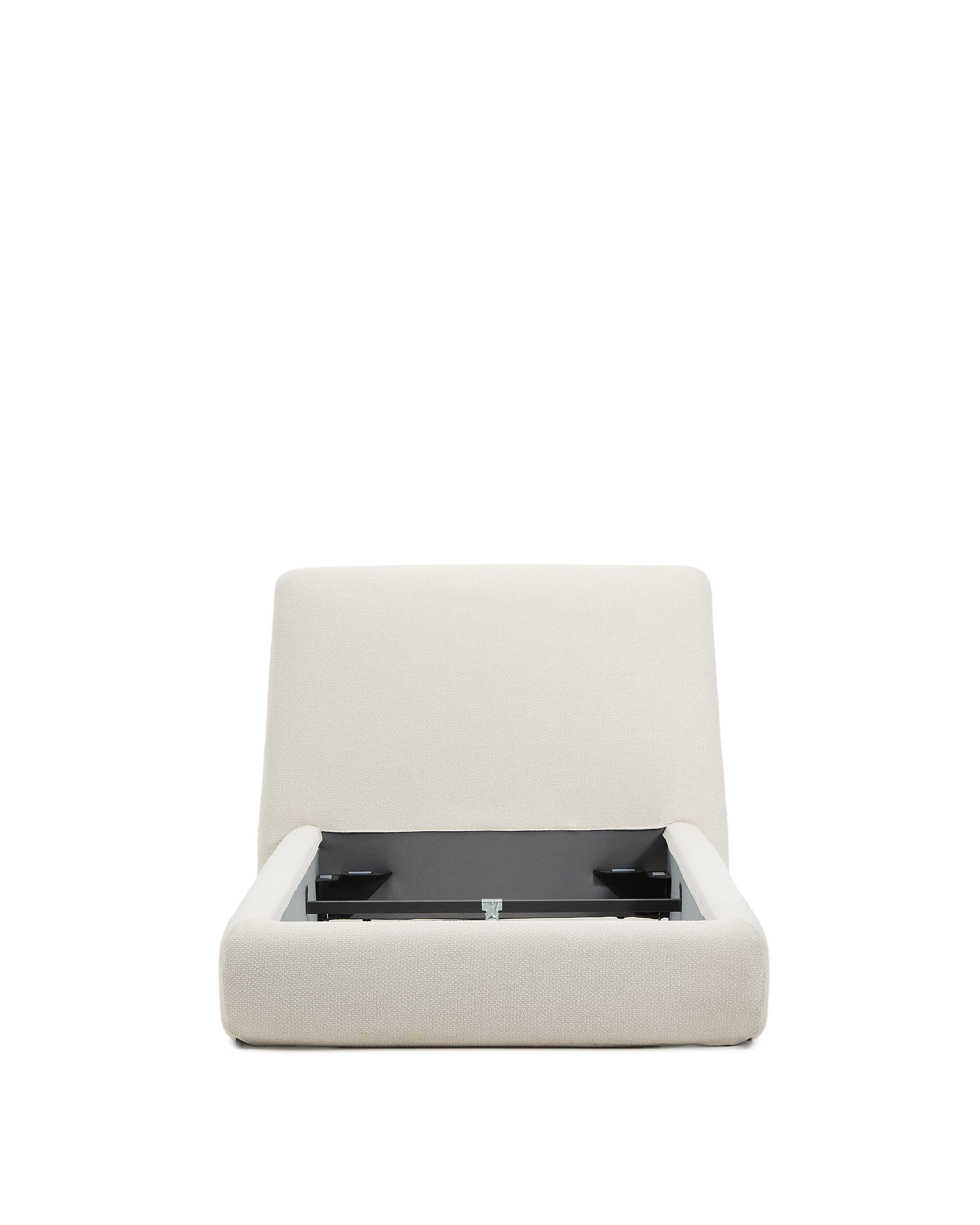 Martina bed with removable cover in ecru chenille for mattress 90 x 200cm - Product Image