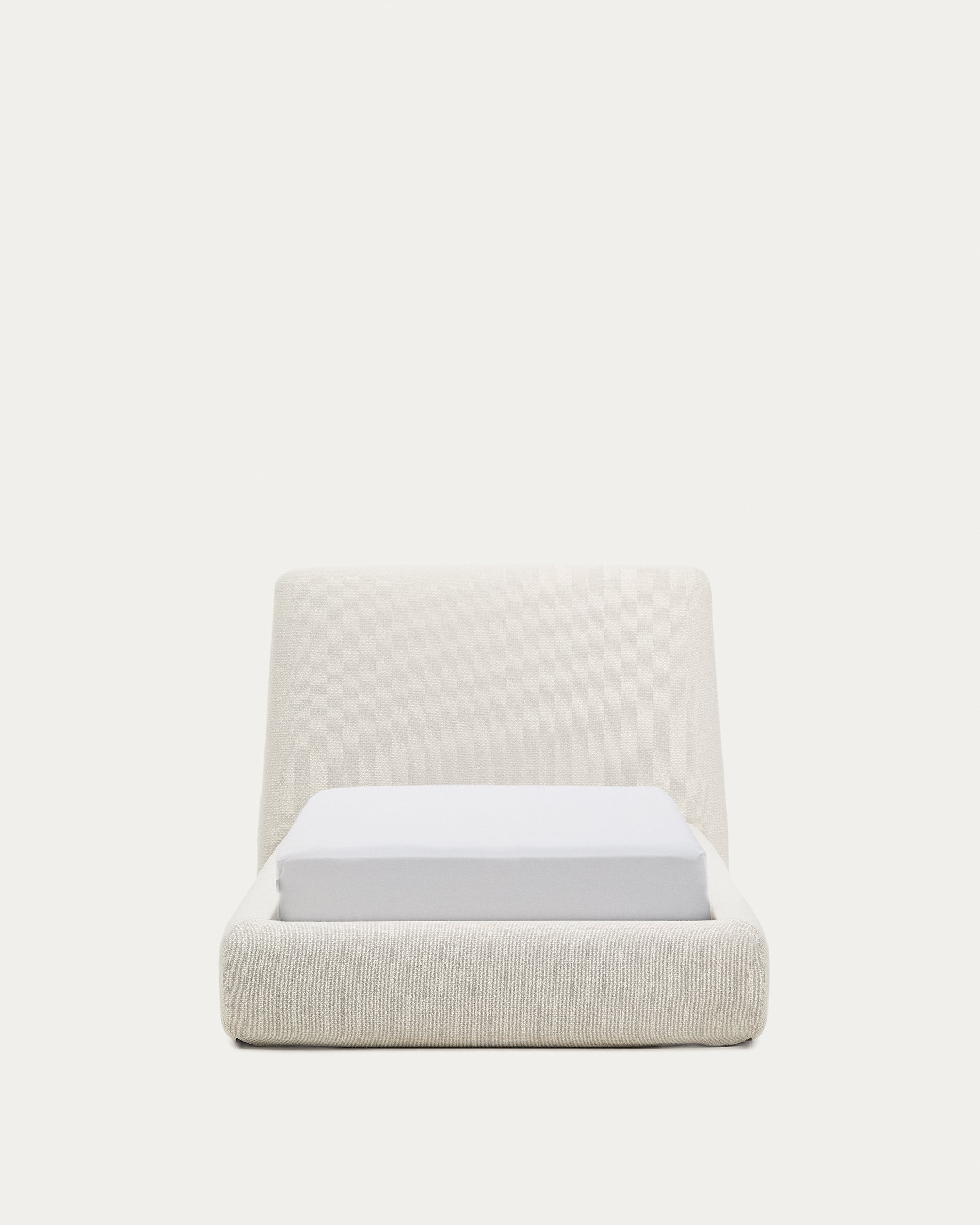 Martina bed with removable cover in ecru chenille for mattress 90 x 200cm - Product View