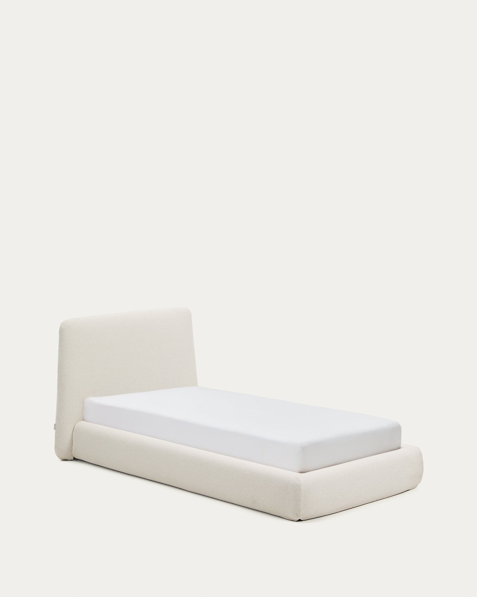 Martina bed with removable cover in ecru chenille for mattress 90 x 200cm - Product View