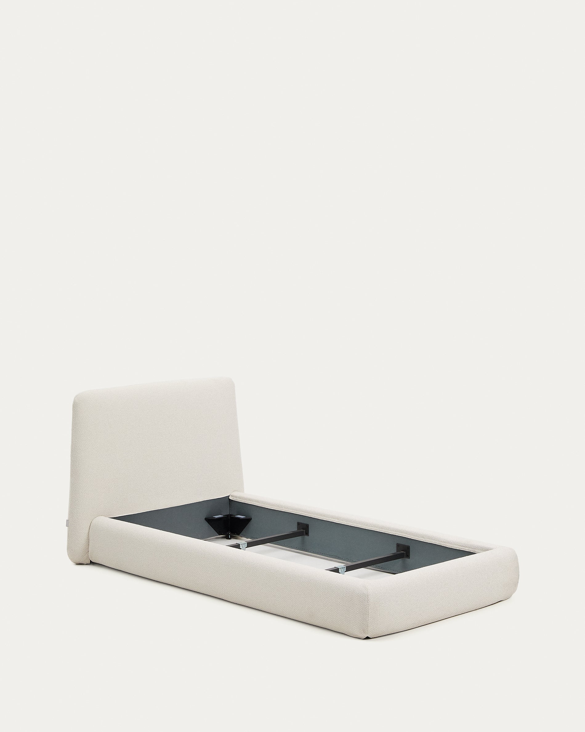 Martina bed with removable cover in ecru chenille for mattress 90 x 200cm - Product View