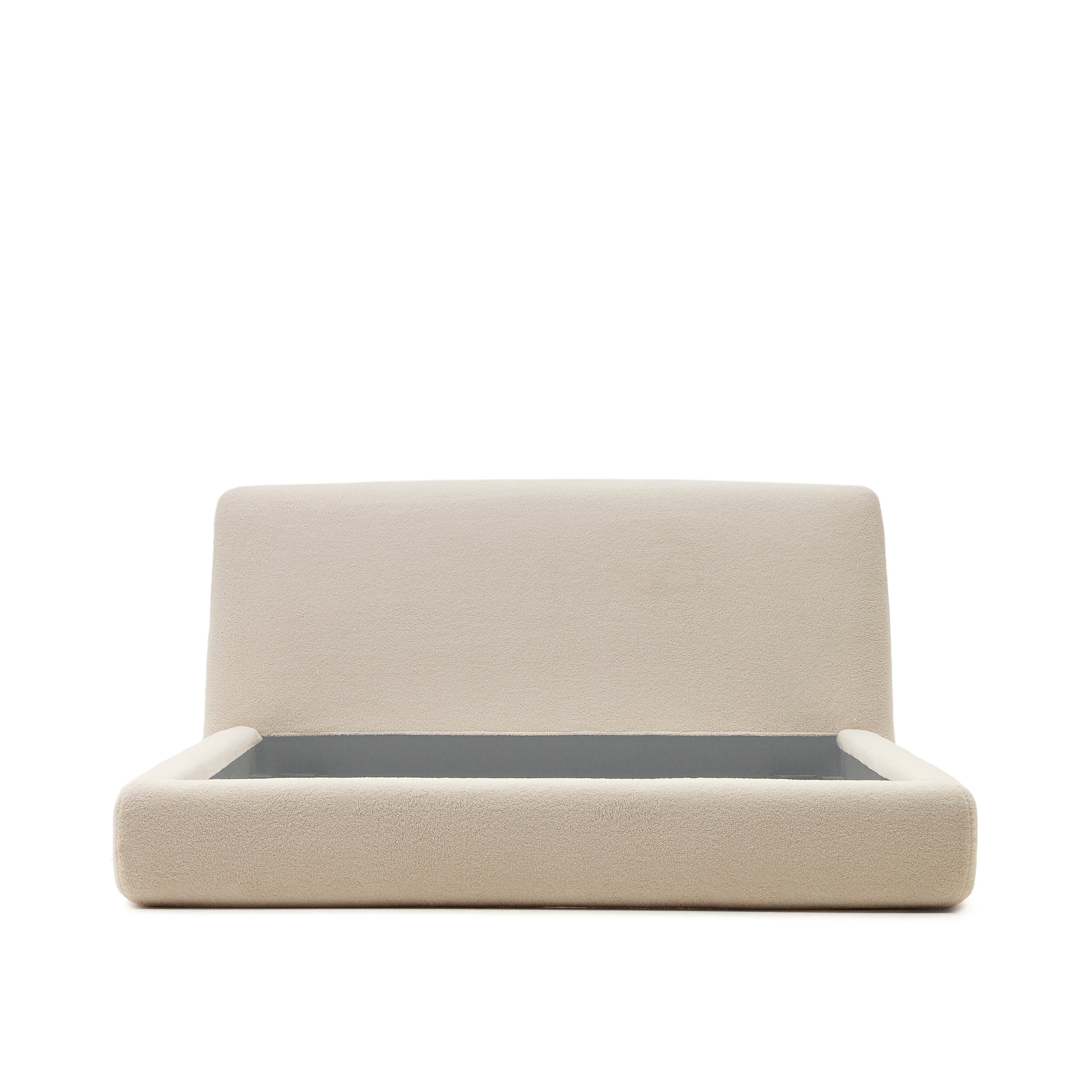 Martina bed with ecru bouclé removable cover for 160 x 200 cm mattress FSC Mix Credit - Product Image
