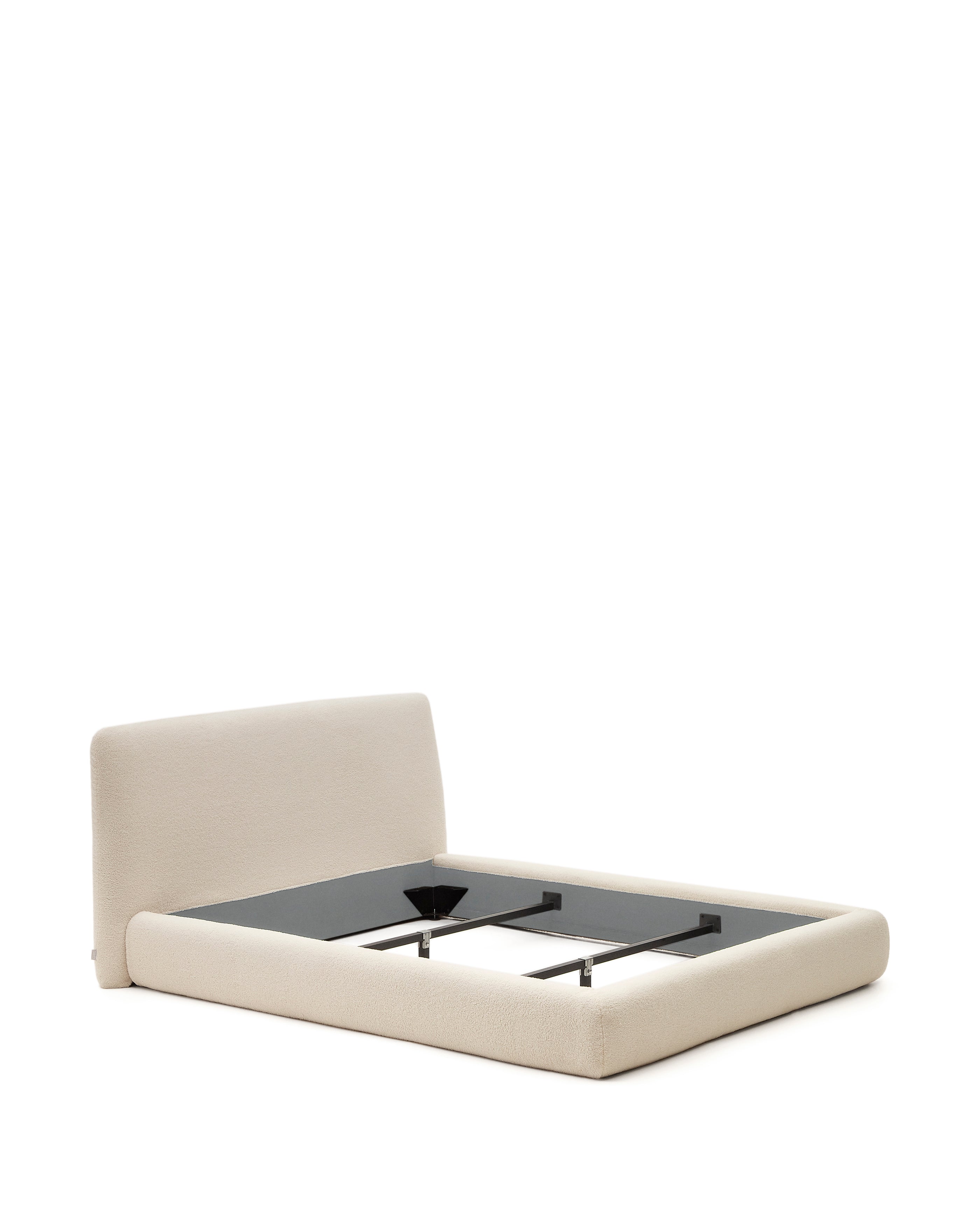 Martina bed with ecru bouclé removable cover for 160 x 200 cm mattress FSC Mix Credit - Product Image