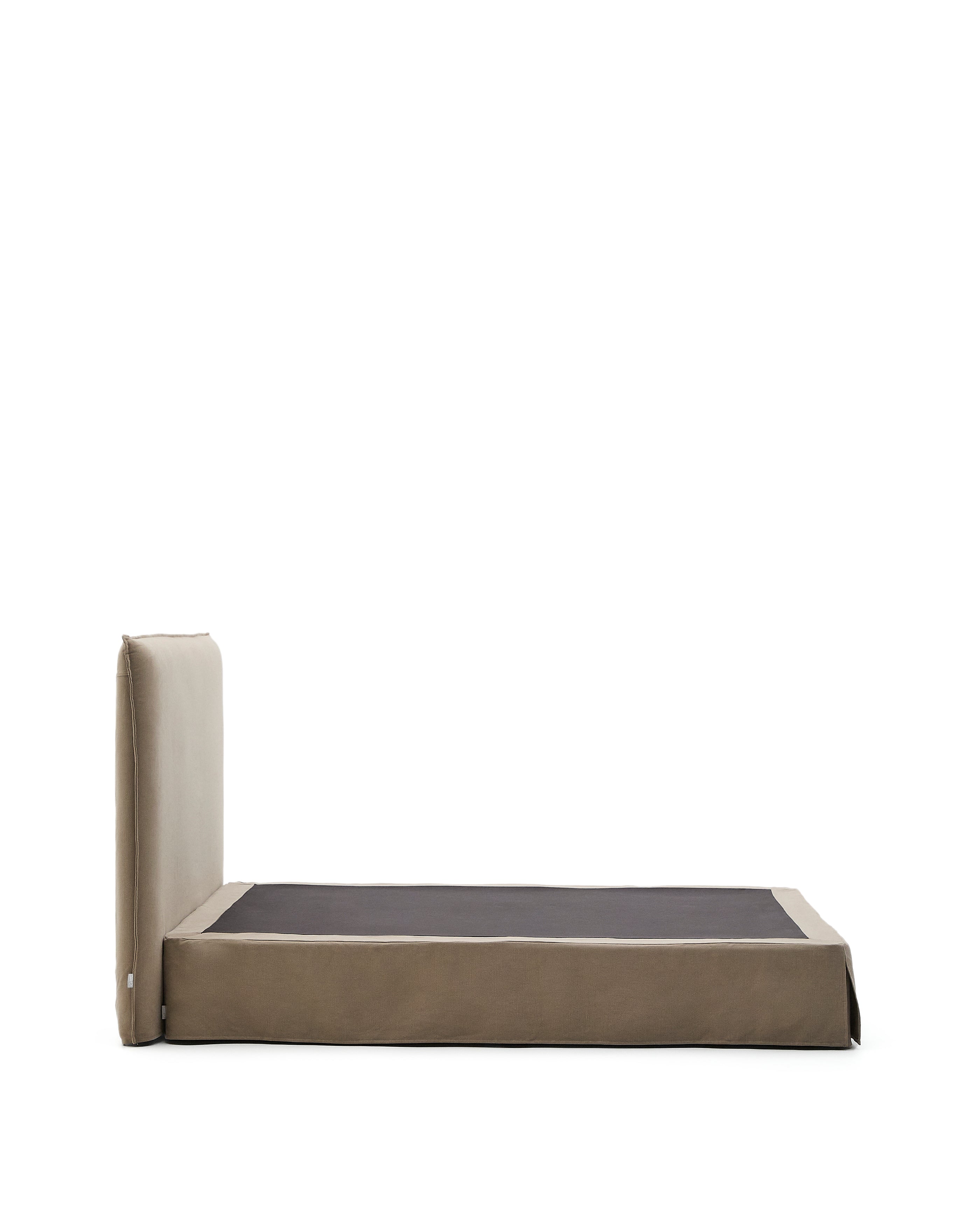 Jaira bed with removable linen and cotton cover in taupe for a 160 x 200 cm FSC Mix Credit mattress - Product Image