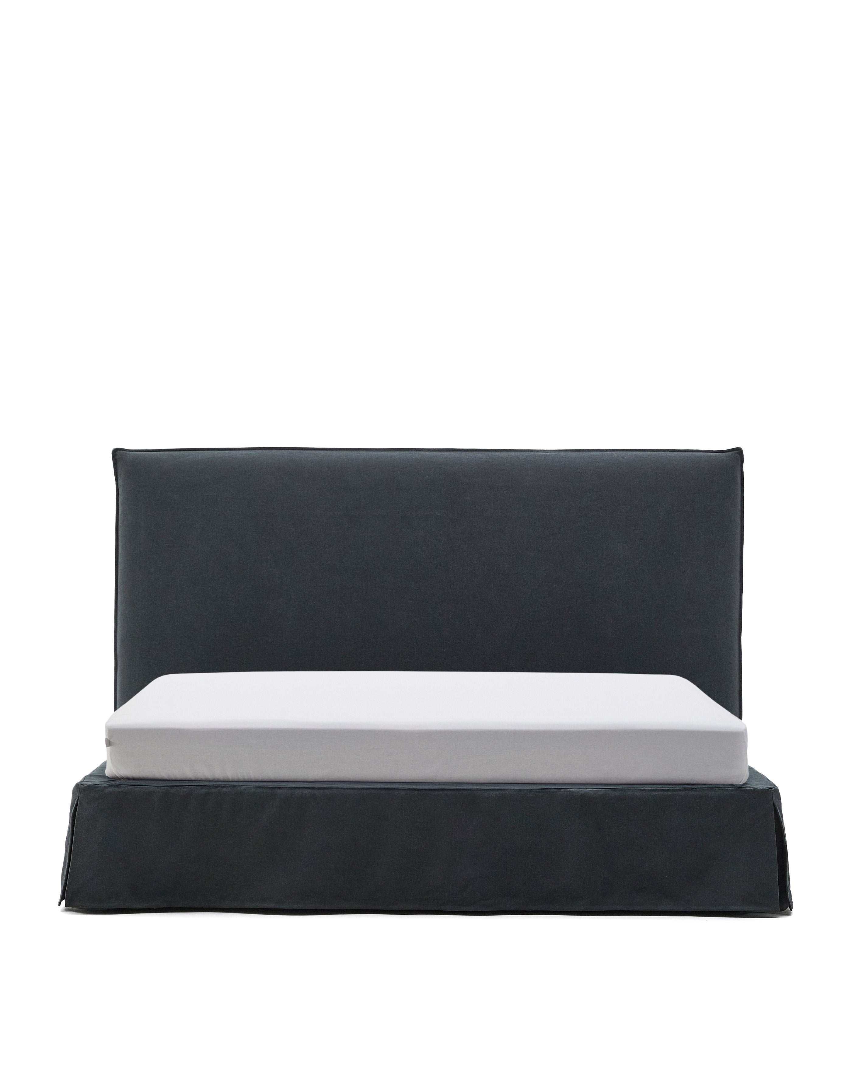 Anthracite grey linen and cotton Jaira bed with removable cover for a 180 x 200 cm FSC Mix Credit mattress - Product Image