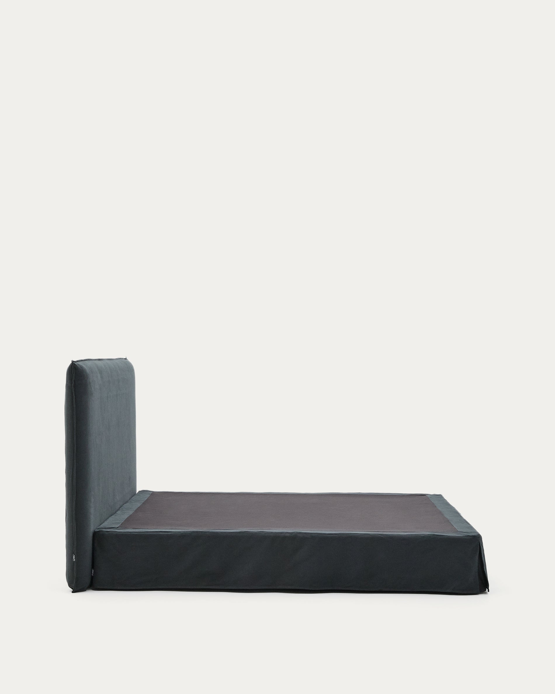 Anthracite grey linen and cotton Jaira bed with removable cover for a 180 x 200 cm FSC Mix Credit mattress - Product View
