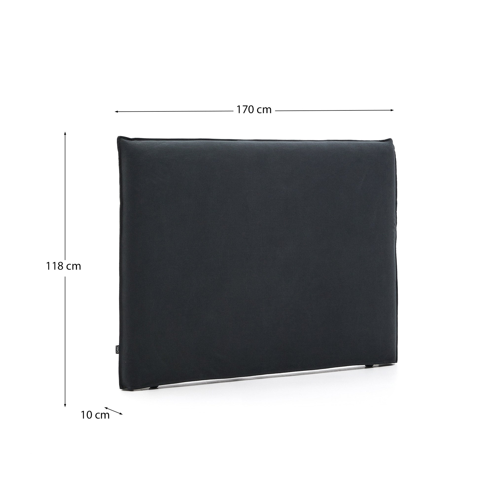 Anthracite grey linen and cotton Jaira headboard with removable cover for a 150 cm FSC Mix Credit bed - Measurements