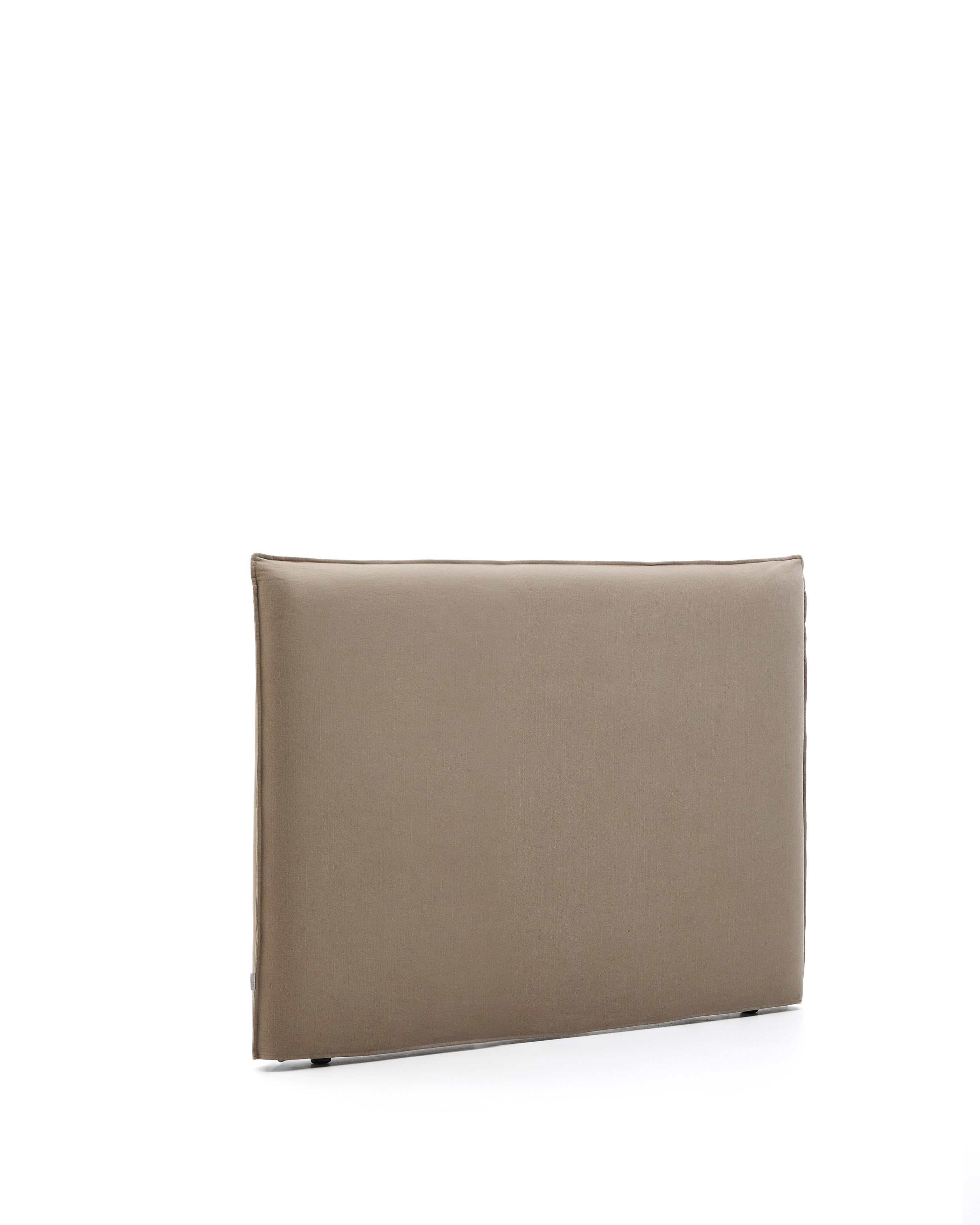 Jaira headboard with removable linen and cotton cover in taupe for a 150 cm FSC Mix Credit bed - Product Image