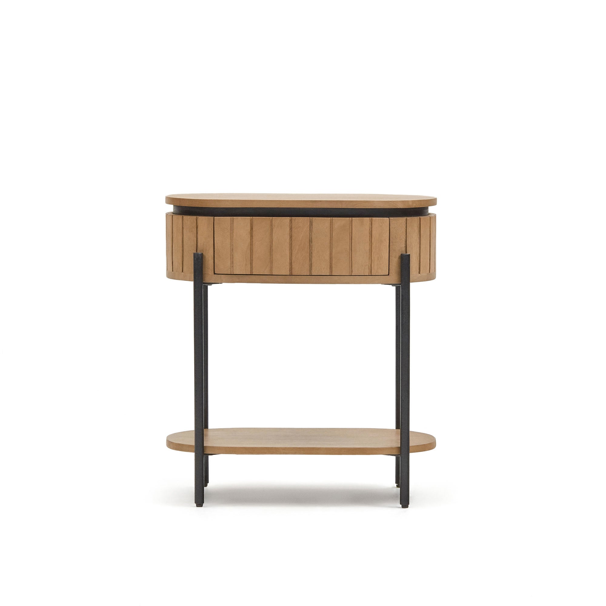 Licia mango wood bedside table with 1 drawer, with a natural finish and metal, 55 x 65 cm - Product Image