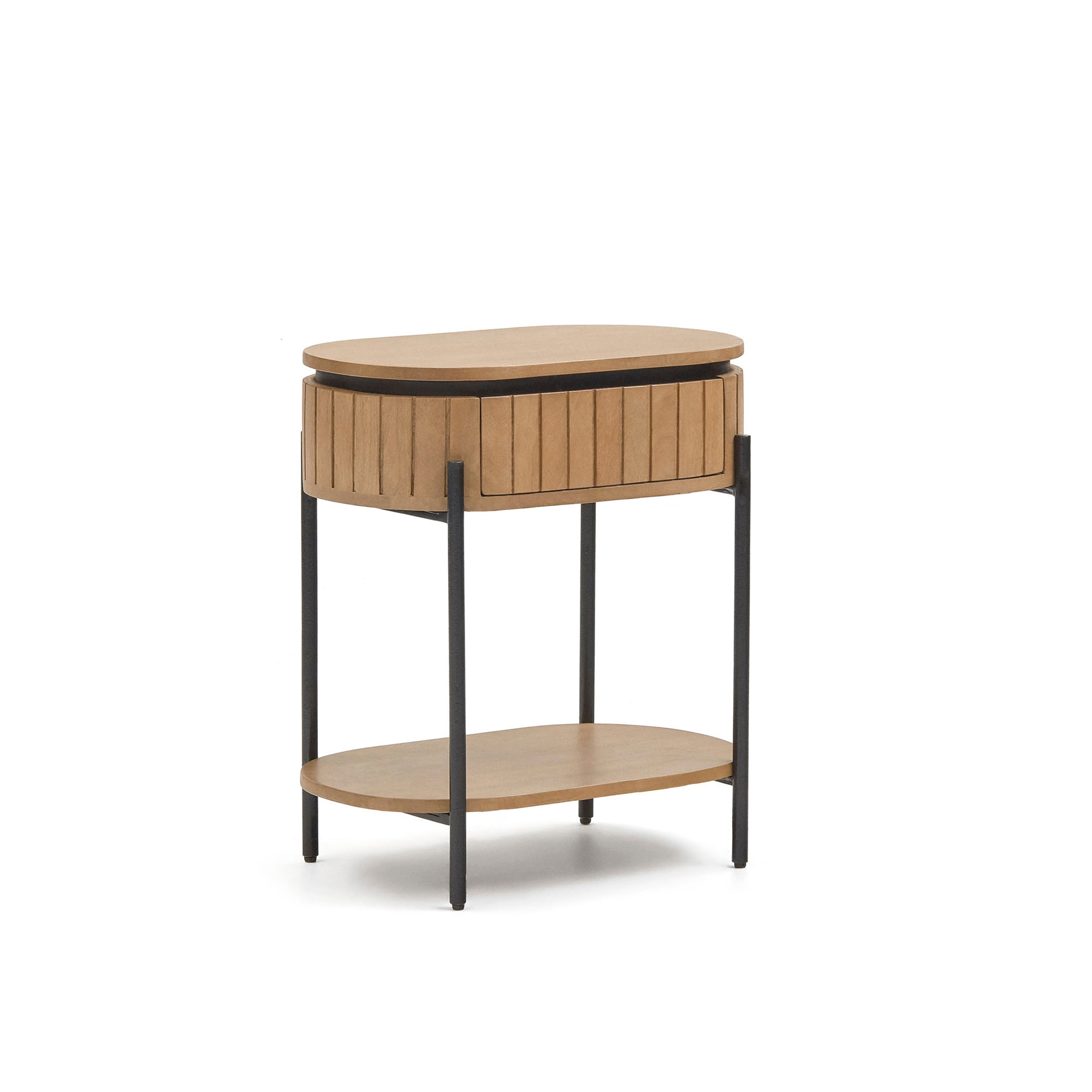 Licia mango wood bedside table with 1 drawer, with a natural finish and metal, 55 x 65 cm - Product Image