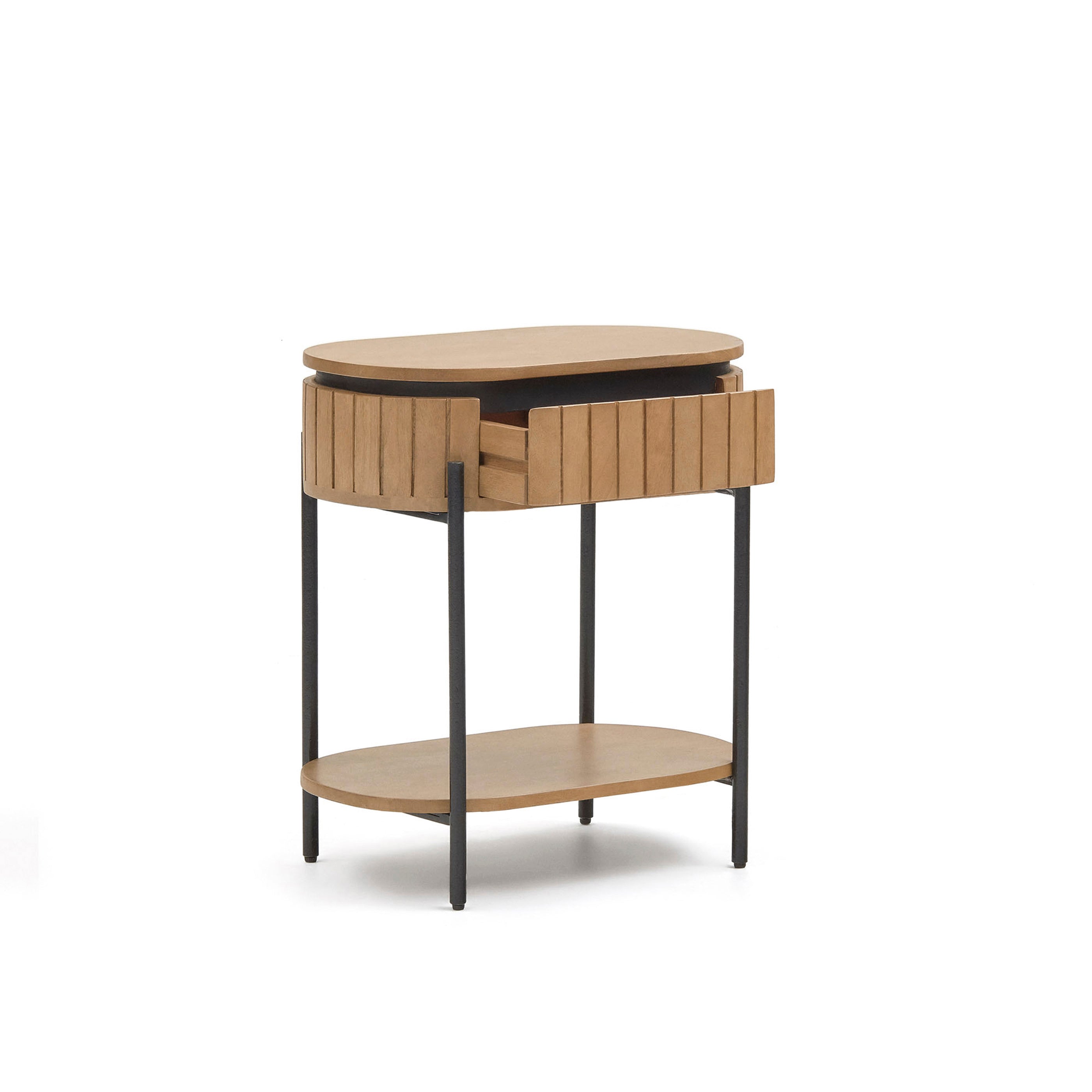 Licia mango wood bedside table with 1 drawer, with a natural finish and metal, 55 x 65 cm - Product Image