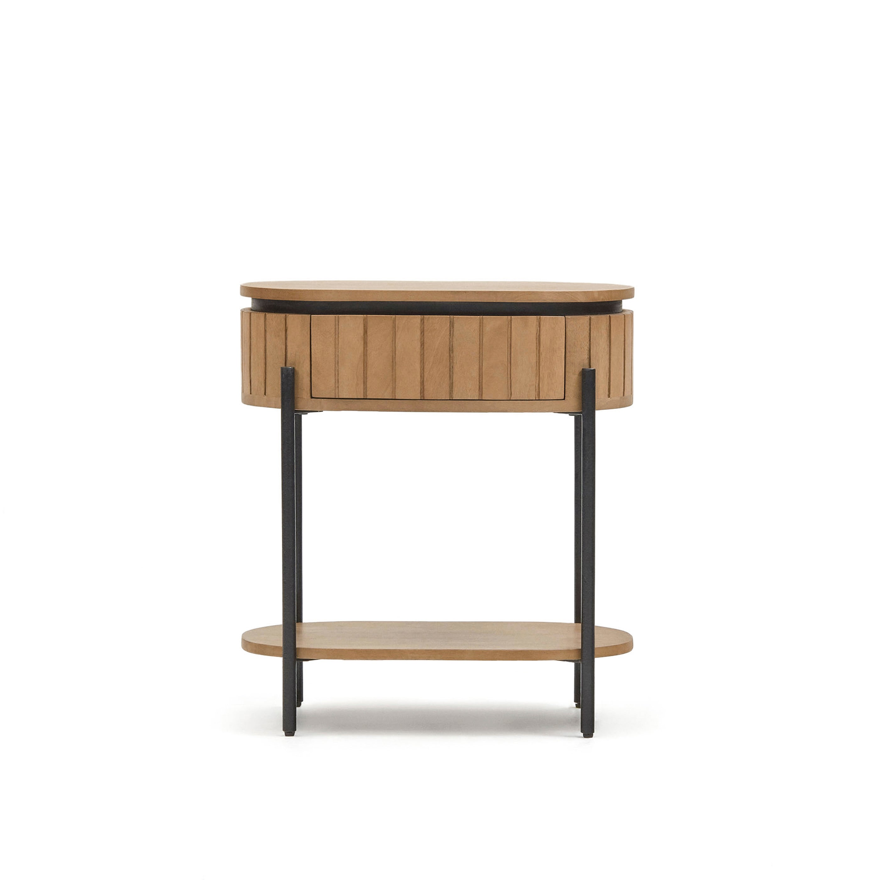 Licia mango wood bedside table with 1 drawer, with a natural finish and metal, 55 x 65 cm - Product Image