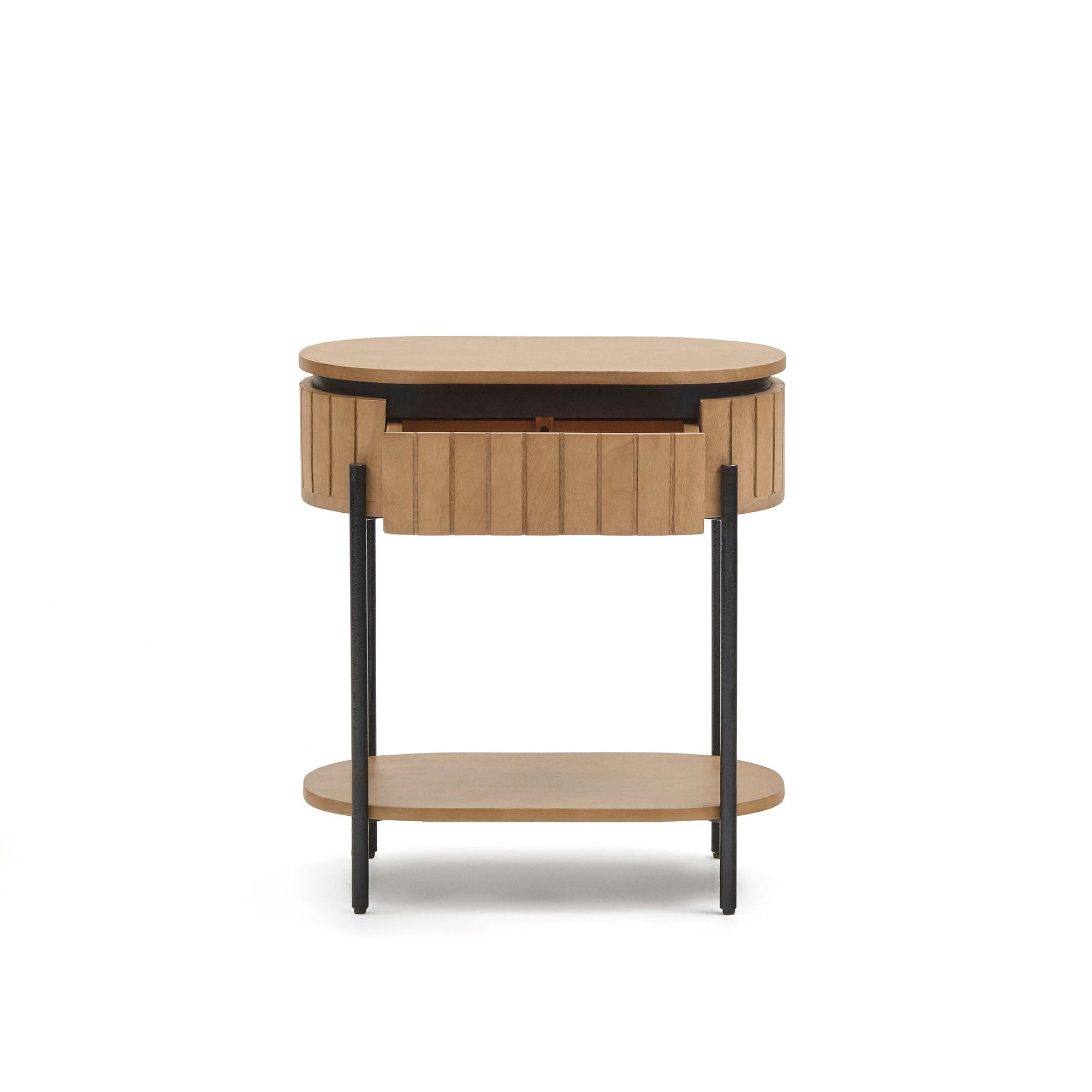 Licia mango wood bedside table with 1 drawer, with a natural finish and metal, 55 x 65 cm - Product Image