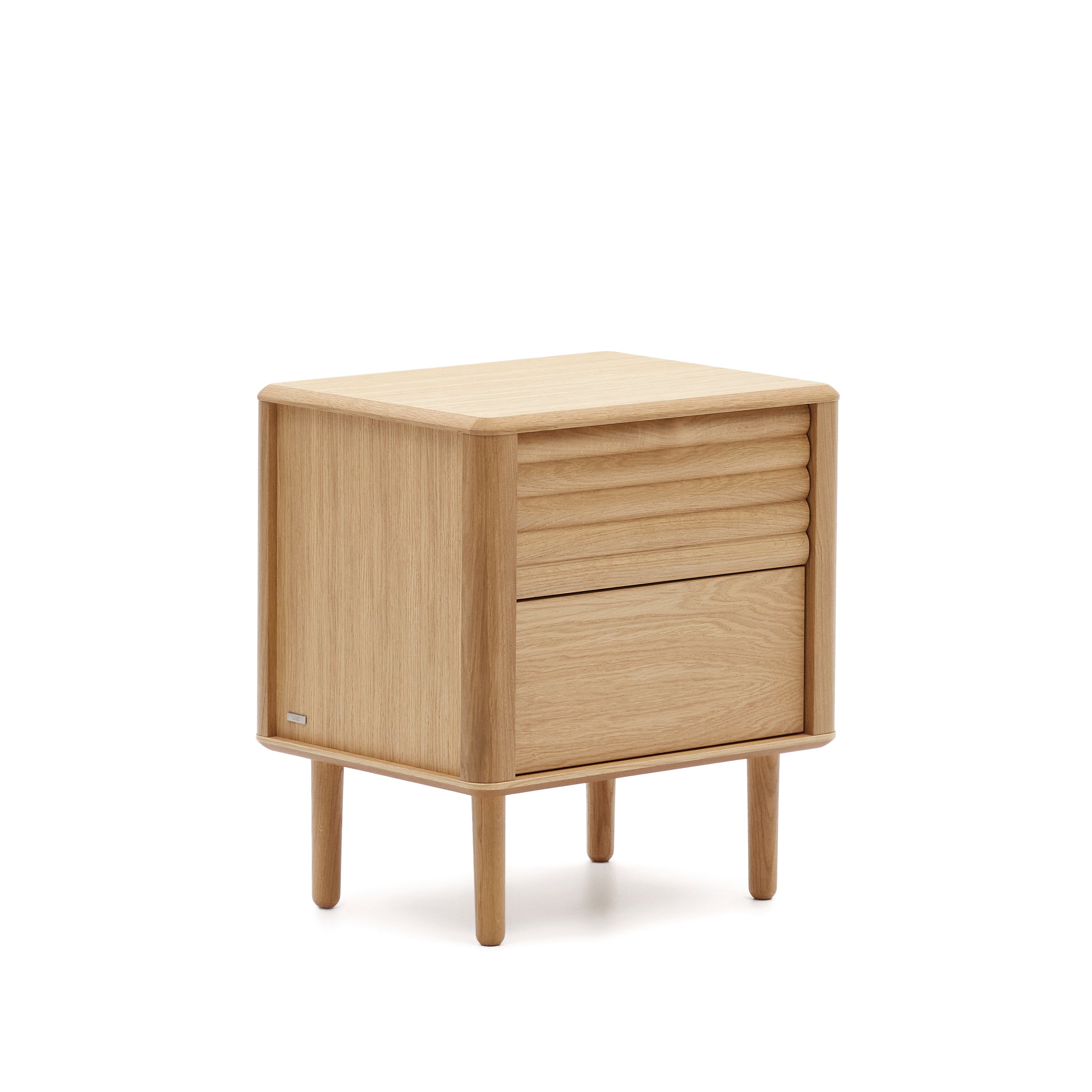 Lenon oak wood and veneer bedside table with 2 drawers, 50 x 55 cm FSC MIX Credit - Product Image