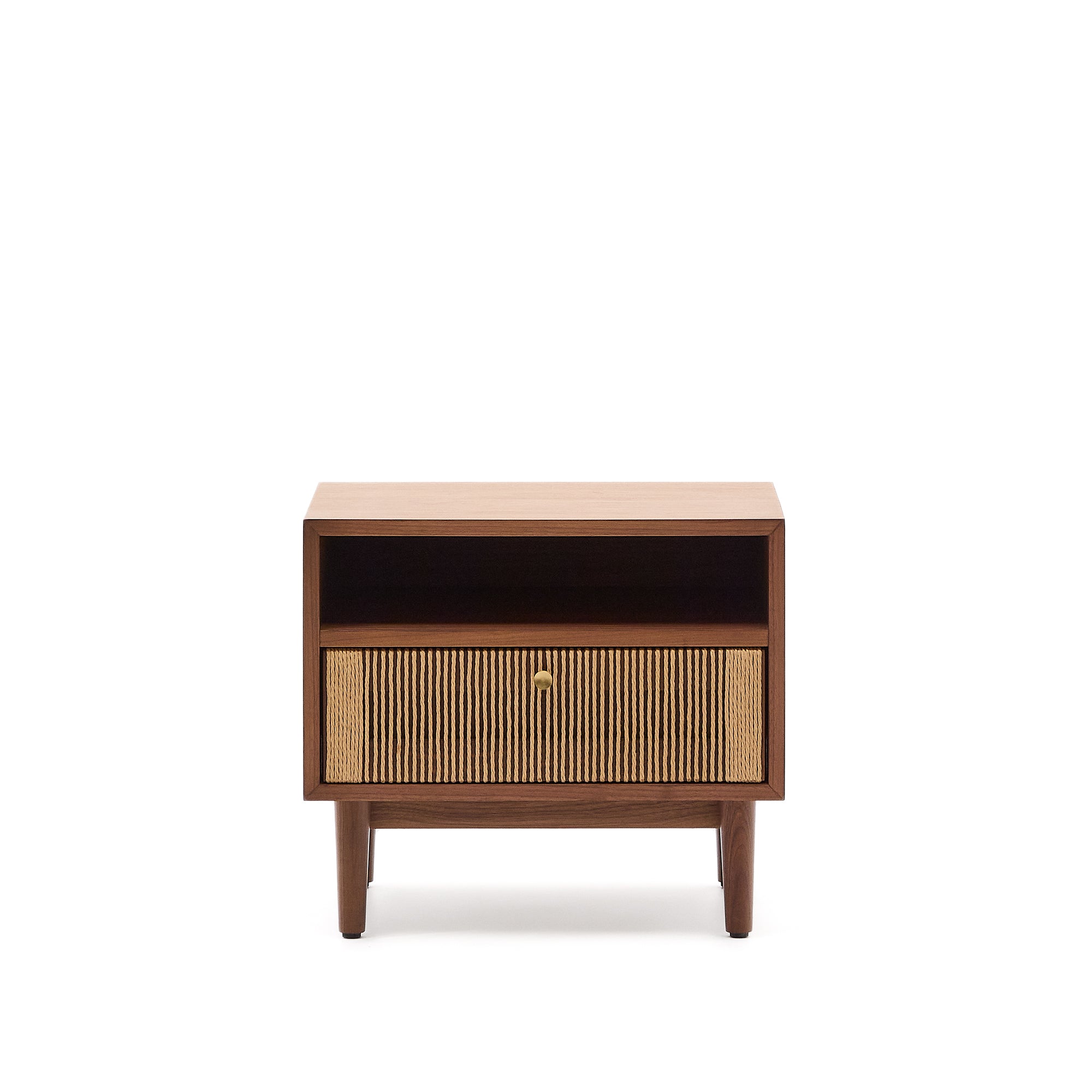 Elan bedside table in veneer and solid walnut with cord 51x45cm FSC Mix Credit - Product Image