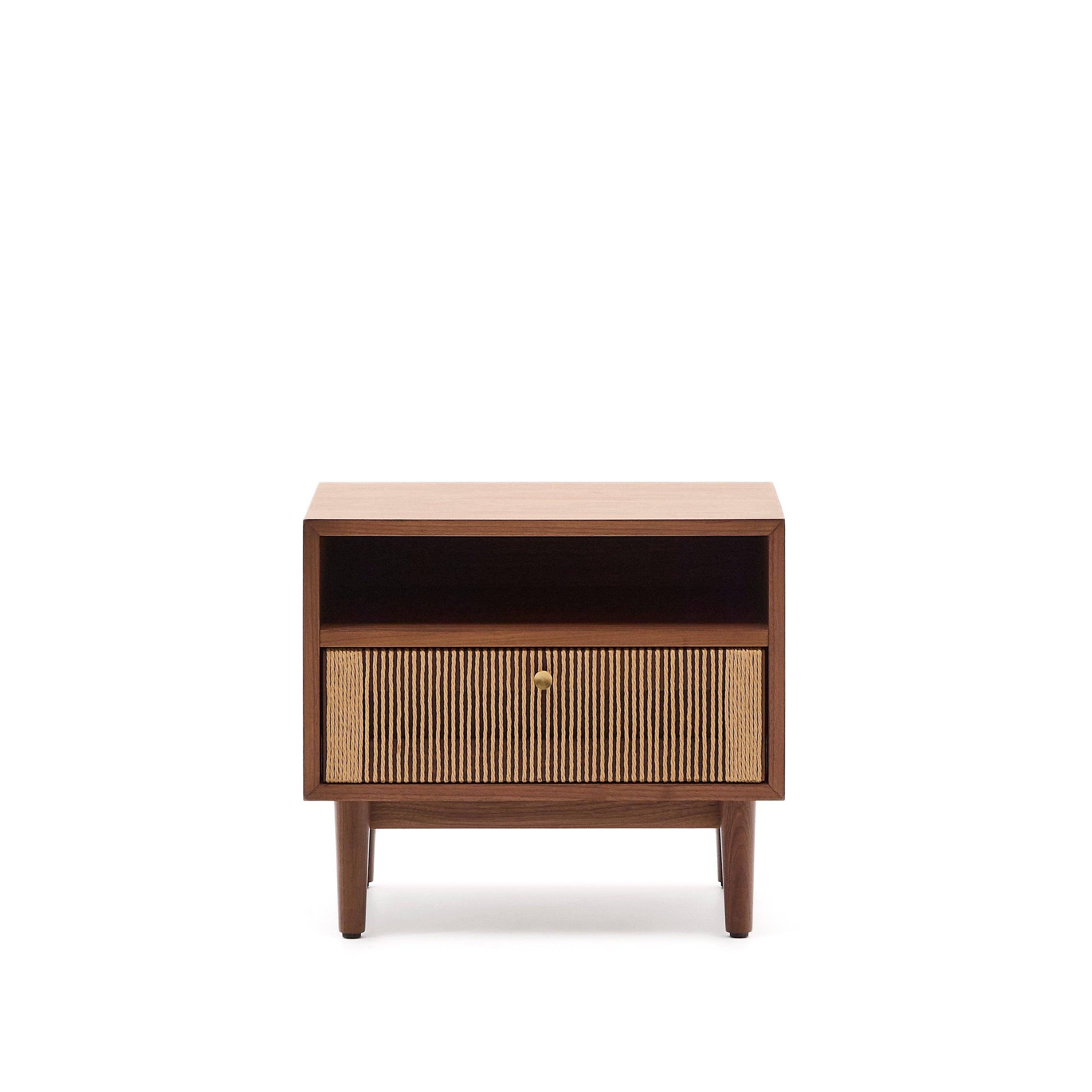 Elan bedside table in veneer and solid walnut with cord 51x45cm FSC Mix Credit - Product Image
