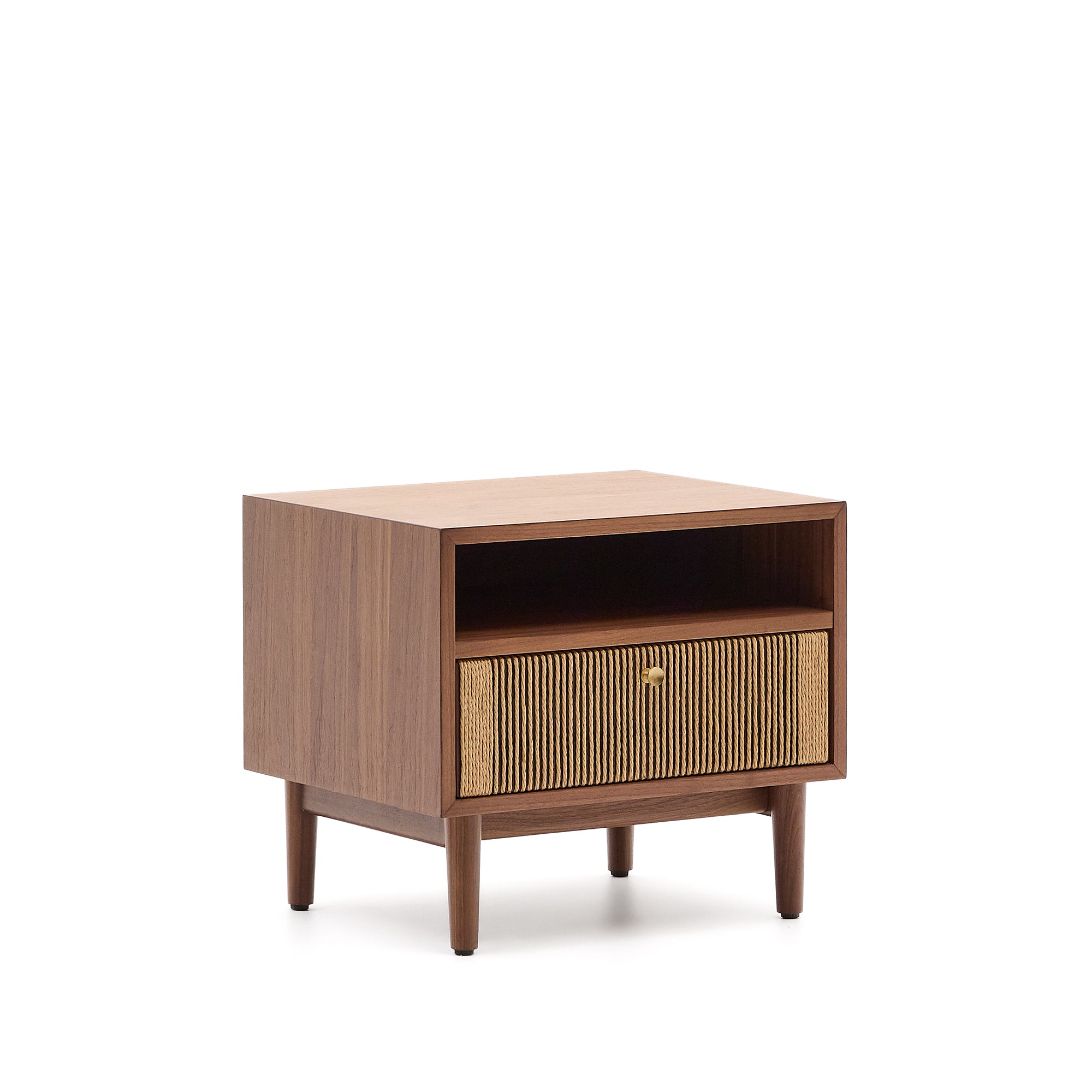 Elan bedside table in veneer and solid walnut with cord 51x45cm FSC Mix Credit - Product Image