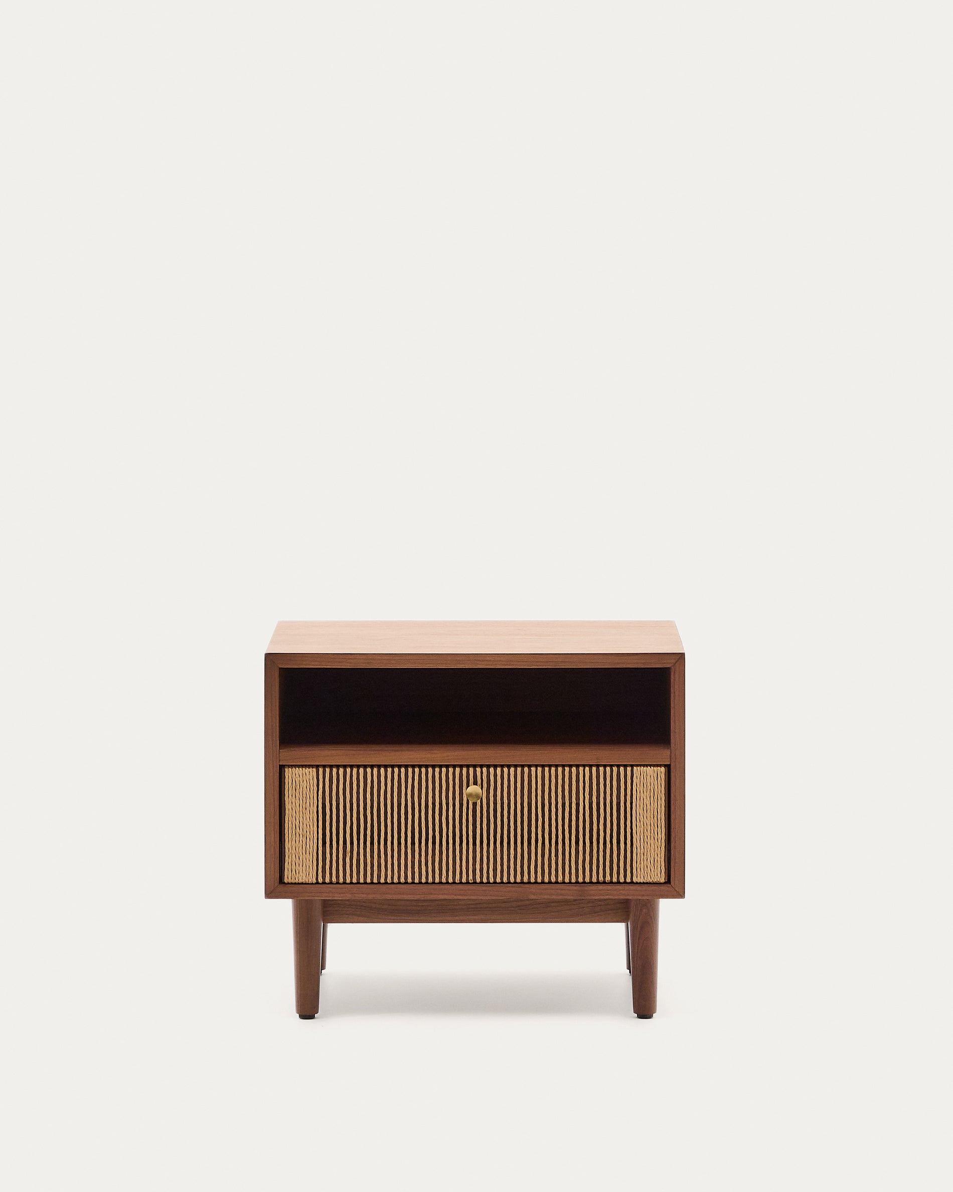 Elan bedside table in veneer and solid walnut with cord 51x45cm FSC Mix Credit - Product View