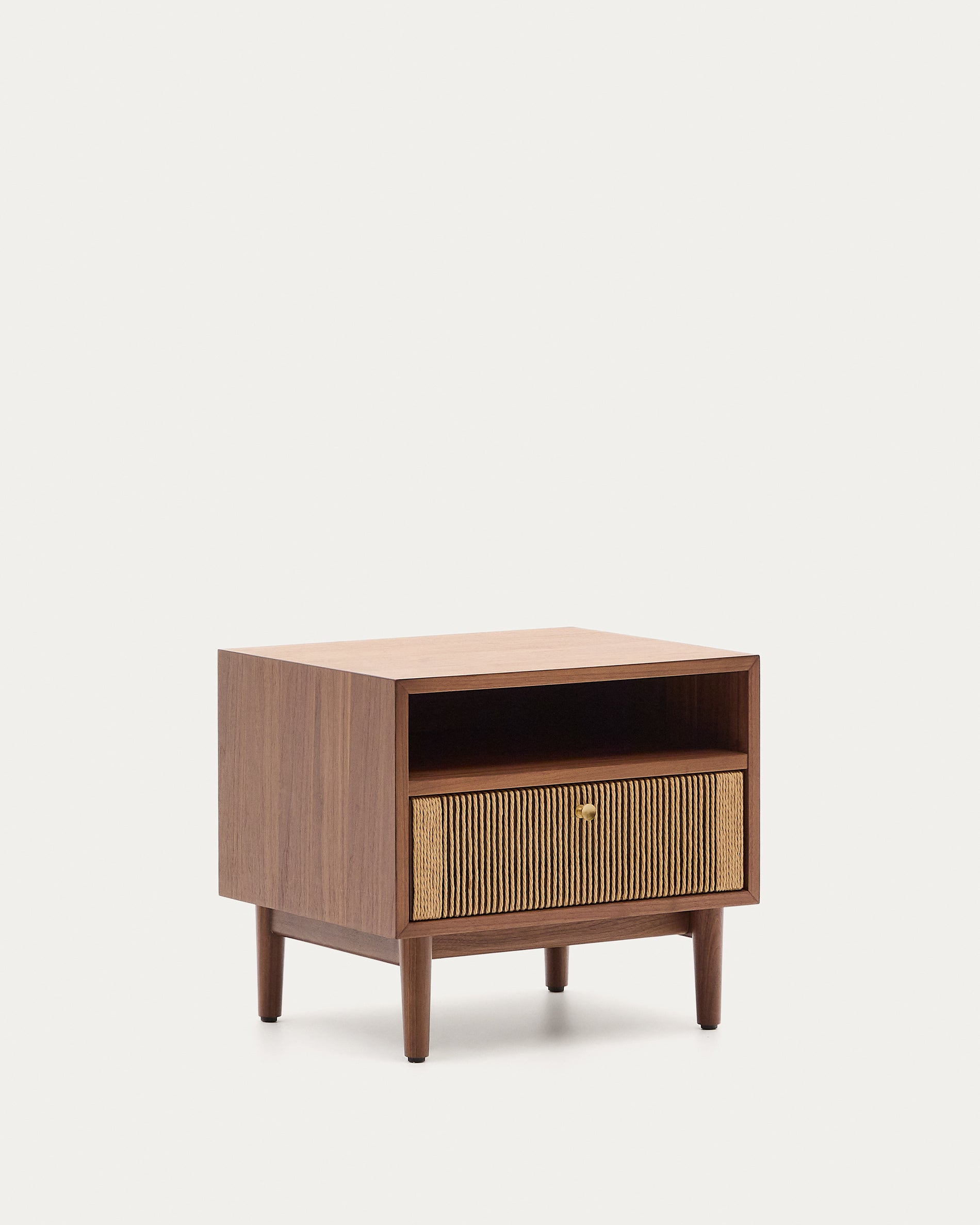 Elan bedside table in veneer and solid walnut with cord 51x45cm FSC Mix Credit - Product View