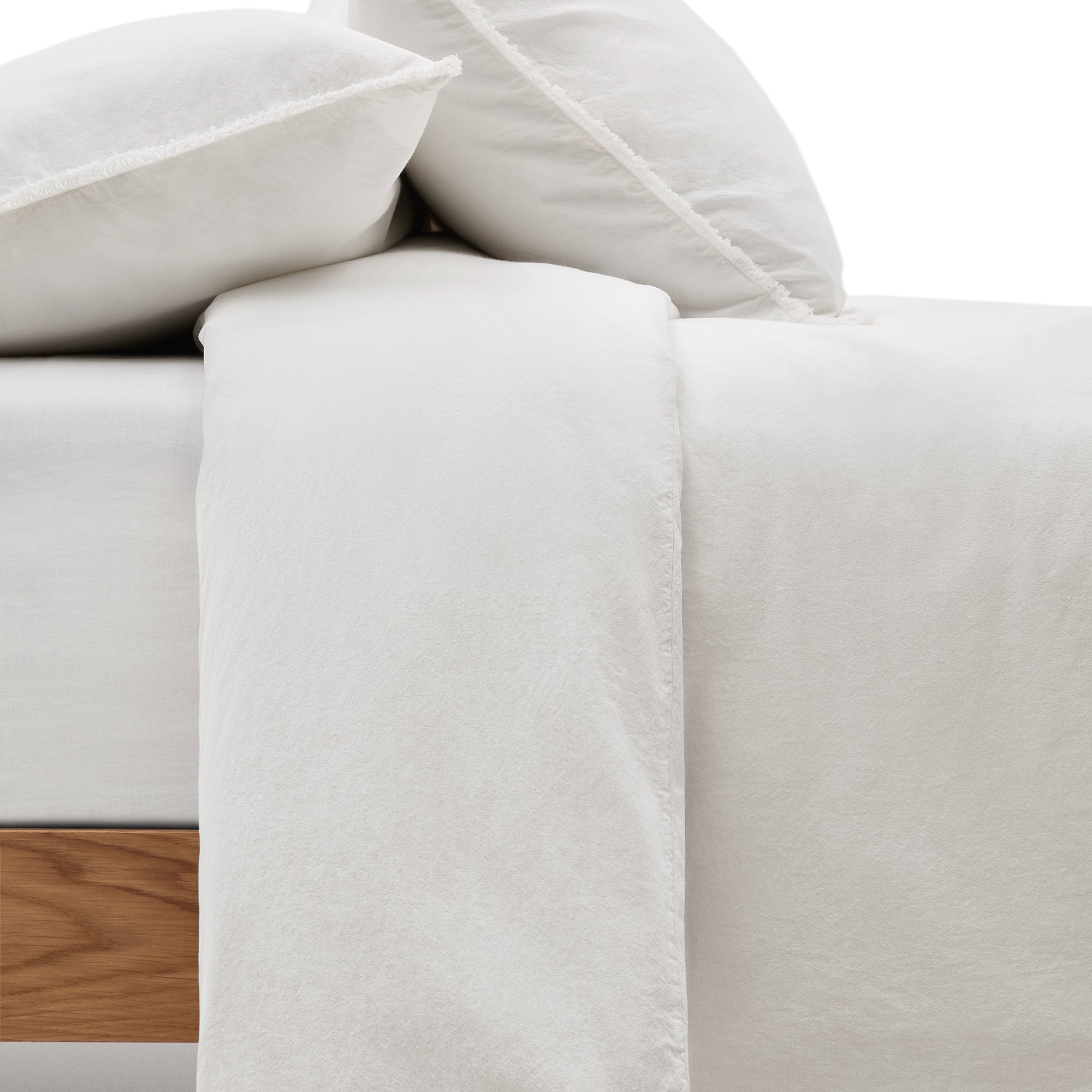 Sifinia ecru duvet and pillow cover set, 100% cotton percale fringes, 90 cm bed - Product Image