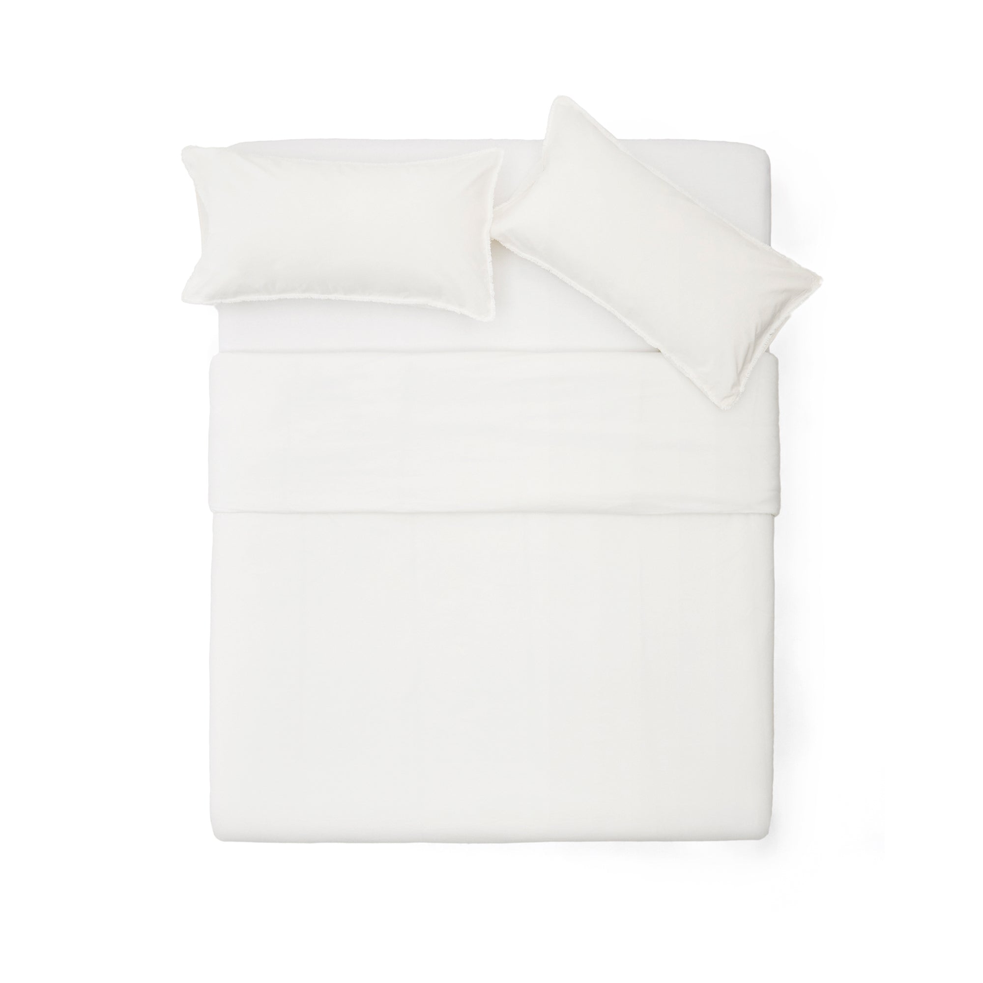 Sifinia ecru duvet and pillow cover set, 100% cotton percale fringes, 90 cm bed - Product Image