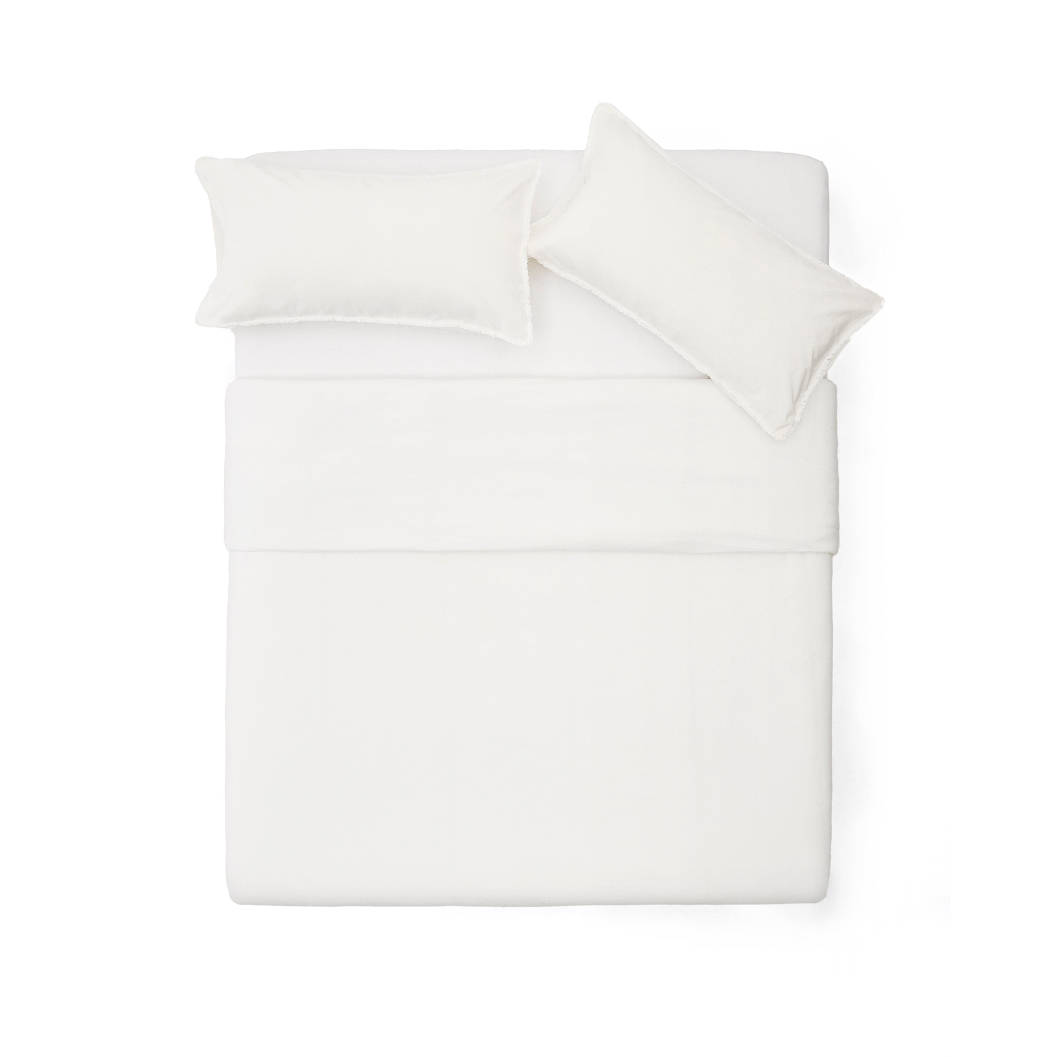 Sifinia ecru duvet and pillow cover set, 100% cotton percale fringes, 90 cm bed - Product Image