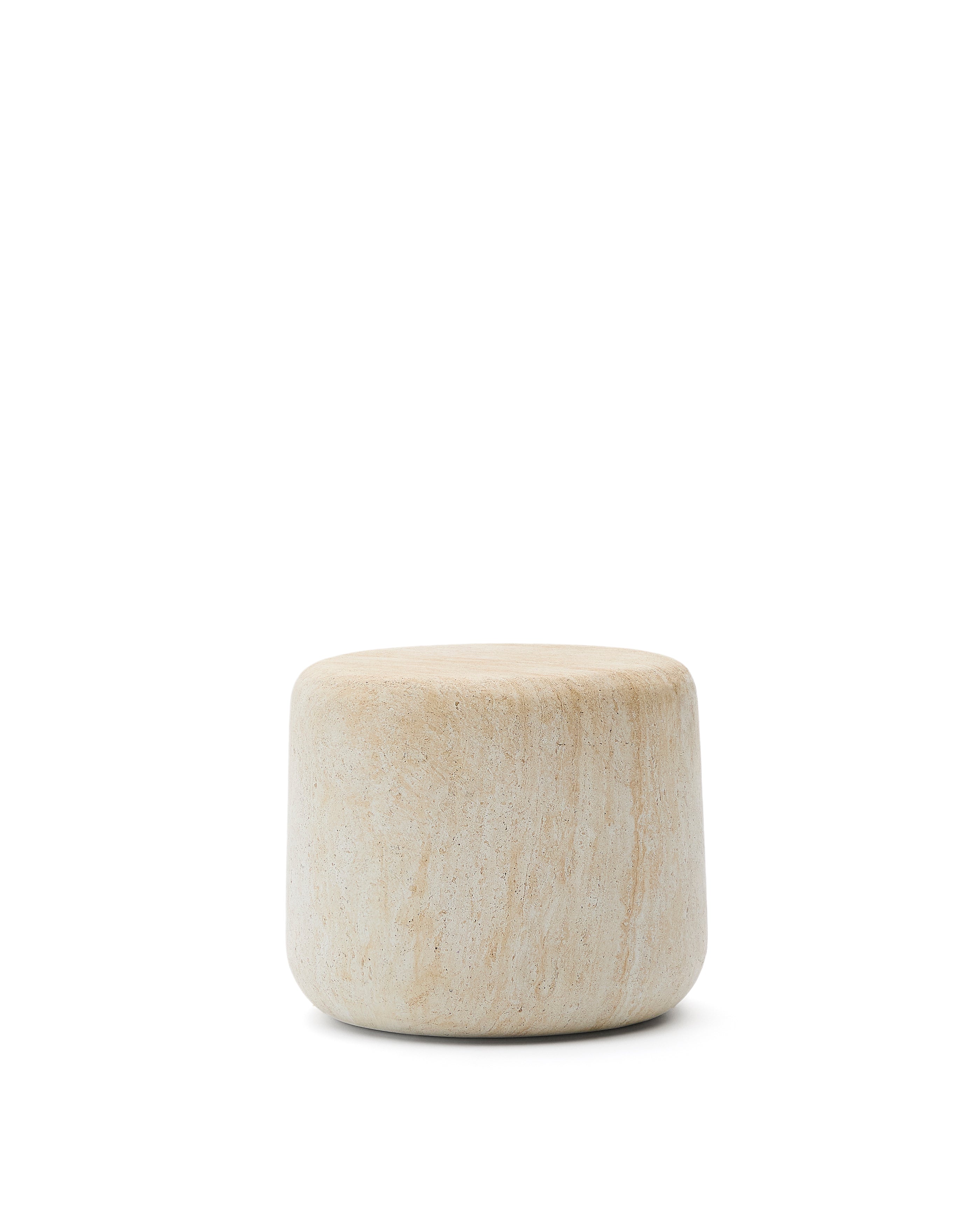 Drasi cement side table with travertine-effect finish Ø60cm - Product Image