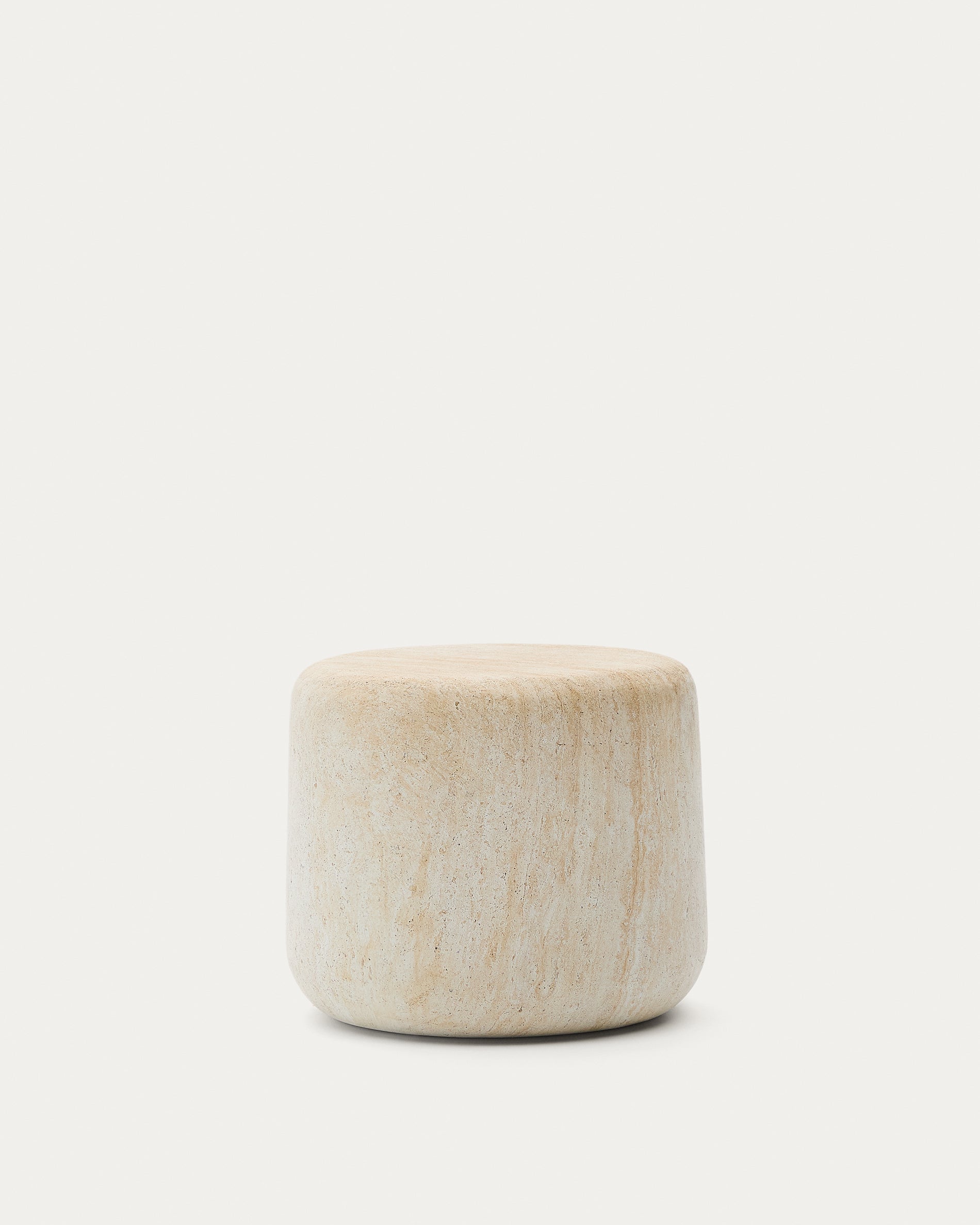 Drasi cement side table with travertine-effect finish Ø60cm - Product View