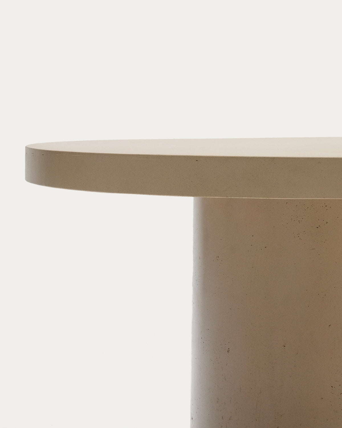 Aiguablava table set in beige concrete with 4 Nina chairs in solid acacia wood and ecru rope cord FSC 100% Ø 120cm - Detail