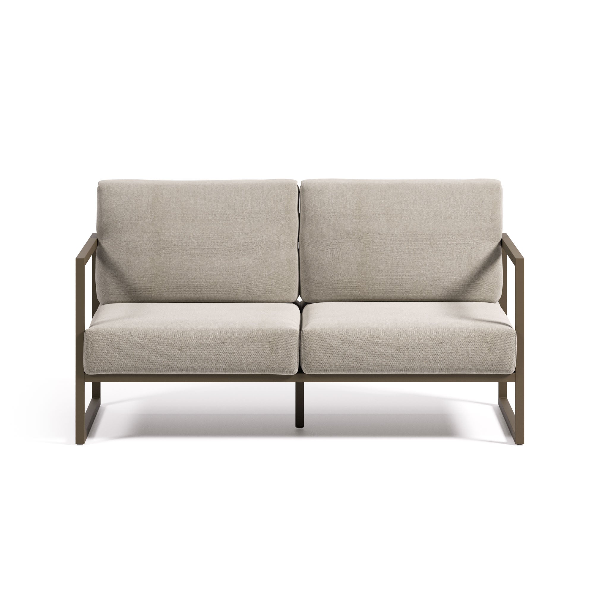 Comova 100% outdoor 2-seater sofa in light grey and green aluminium, 150 cm - Product Image