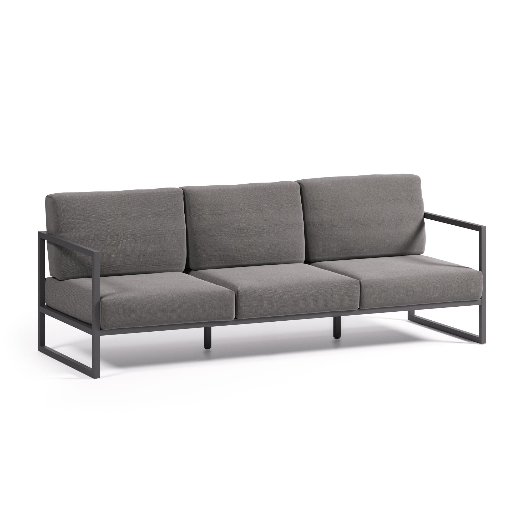 Comova 100% outdoor 3-seater sofa in dark grey and black aluminium, 222 cm - Product Image