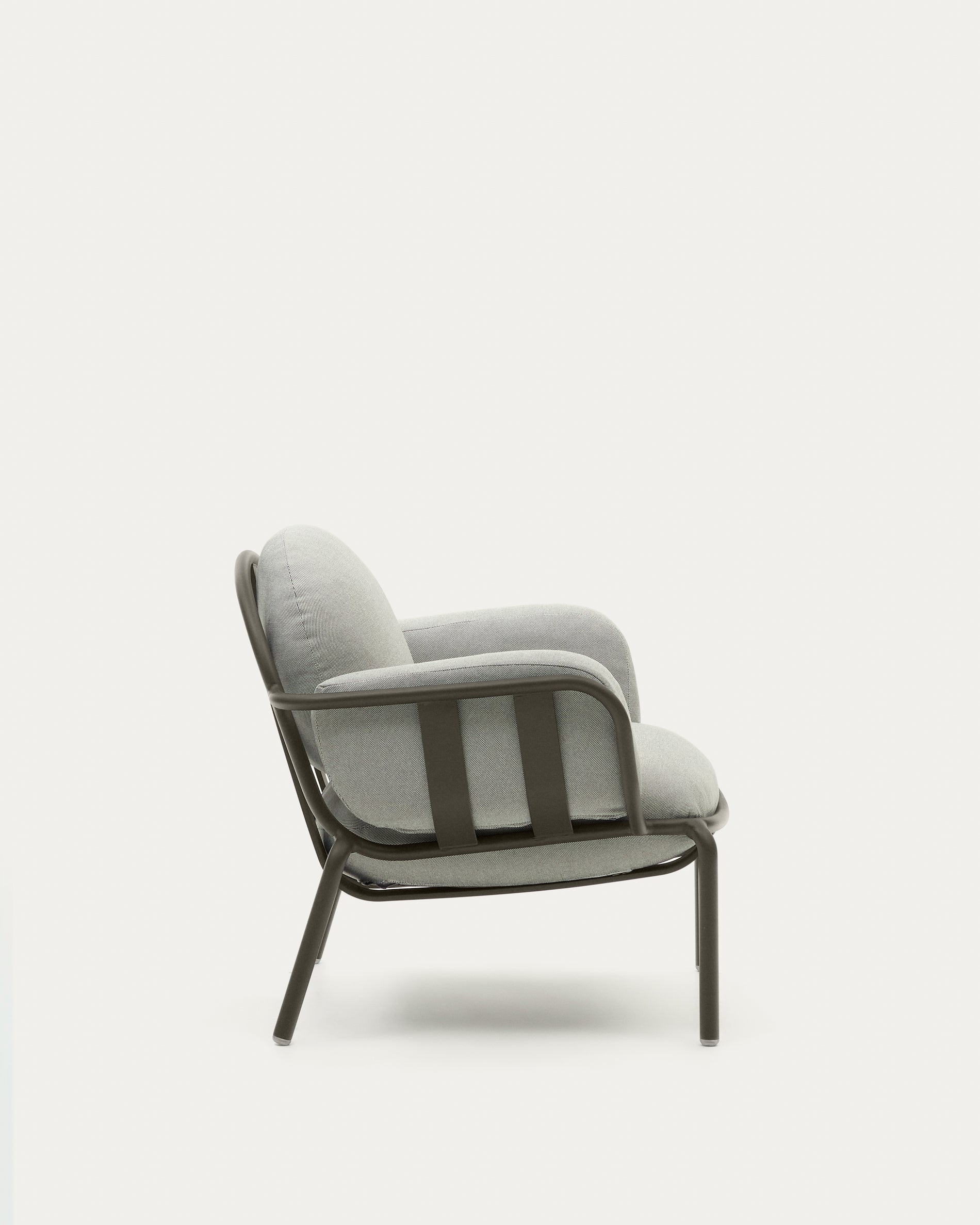 Joncols outdoor armchair with grey upholstery and aluminium with green painted finish - Product View