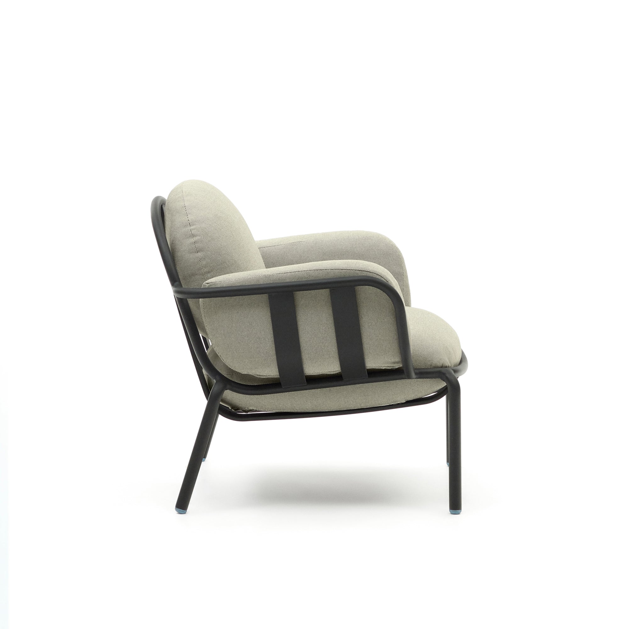 Joncols outdoor armchair with beige upholstery and aluminium with grey painted finish - Product Image