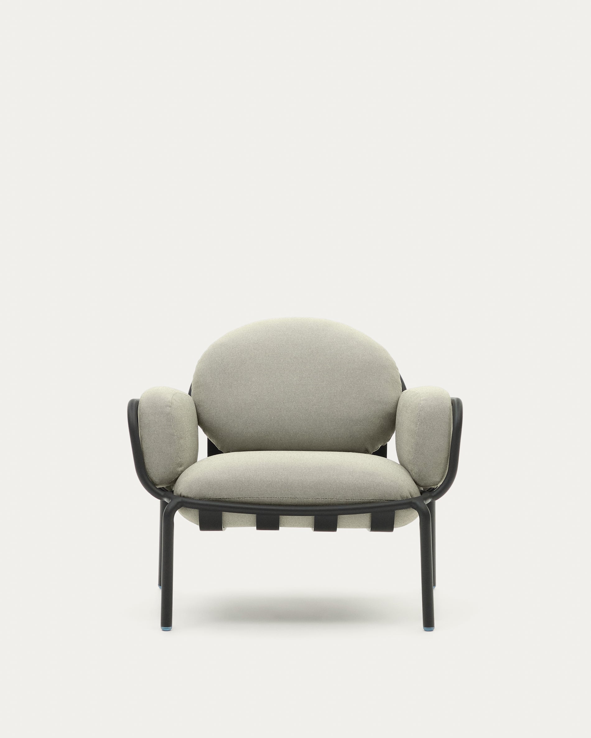 Joncols outdoor armchair with beige upholstery and aluminium with grey painted finish - Product View