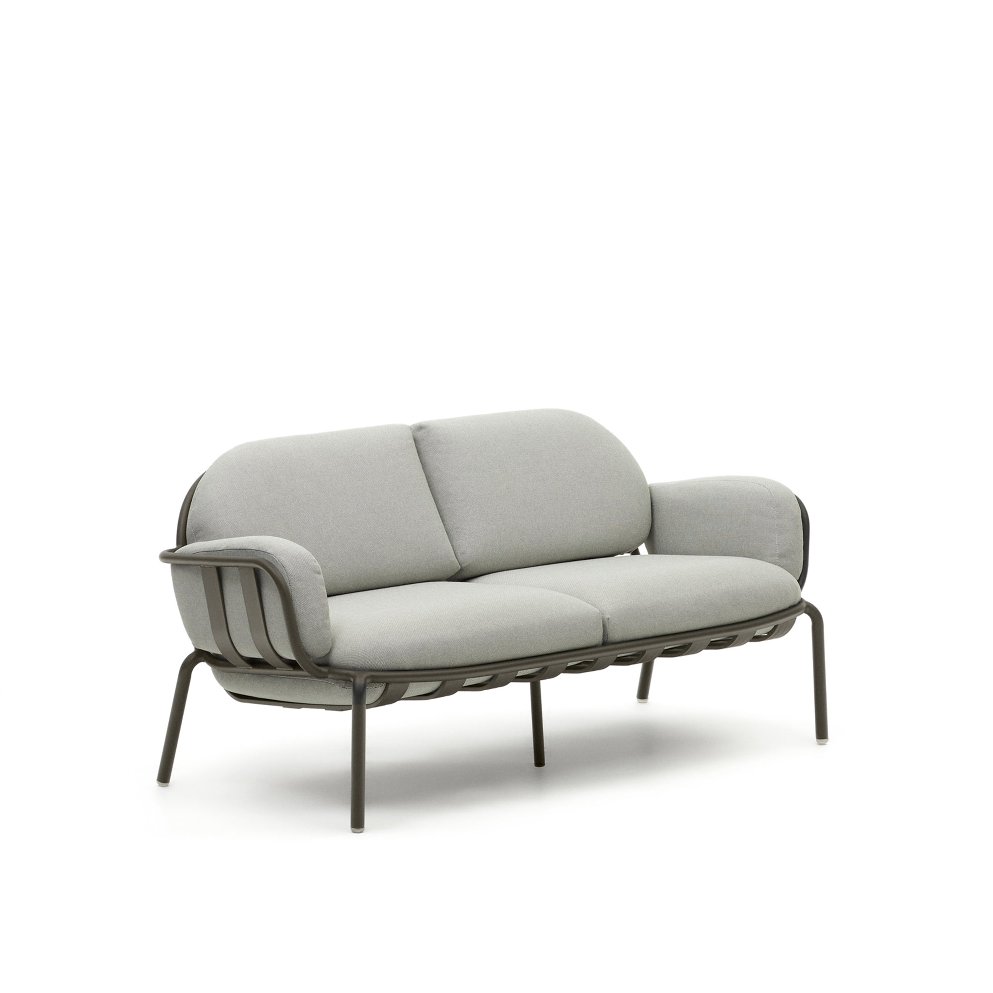 Joncols outdoor 2-seater sofa with grey upholstery and aluminium with green painted finish 164cm - Product Image
