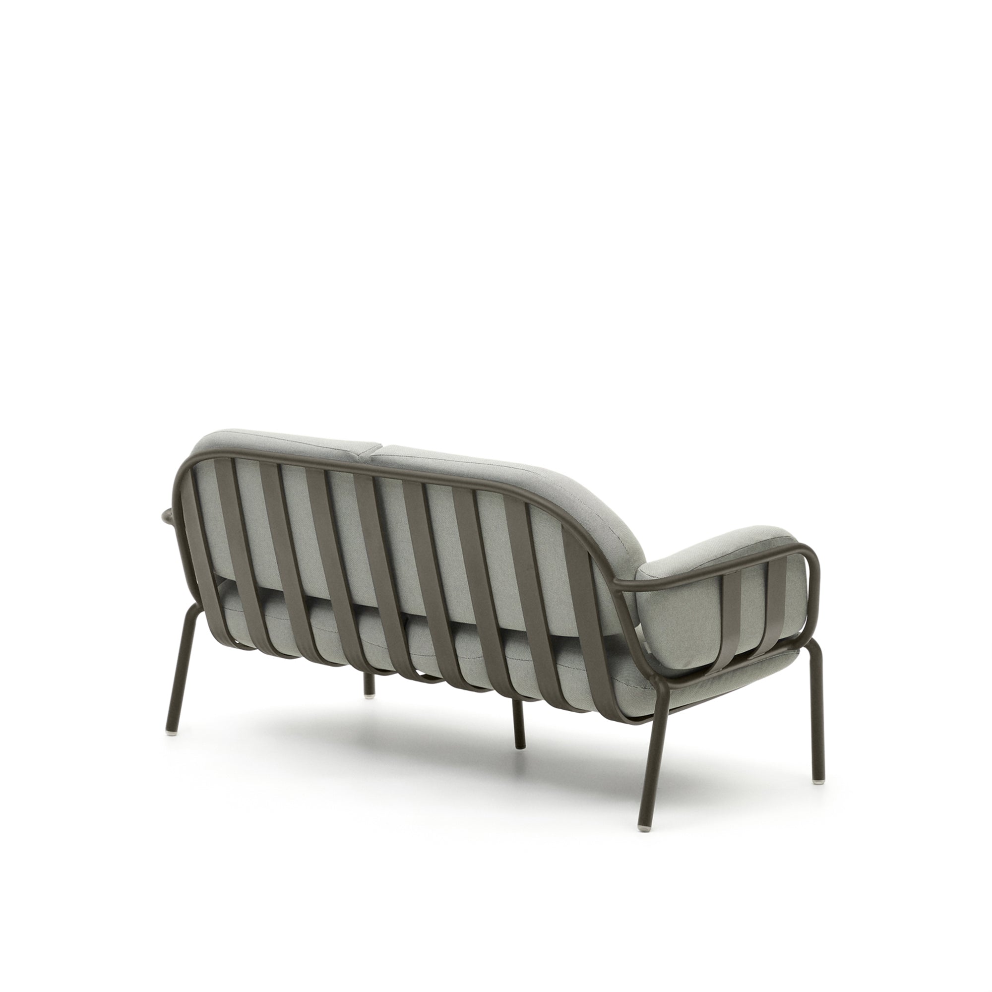 Joncols outdoor 2-seater sofa with grey upholstery and aluminium with green painted finish 164cm - Product Image