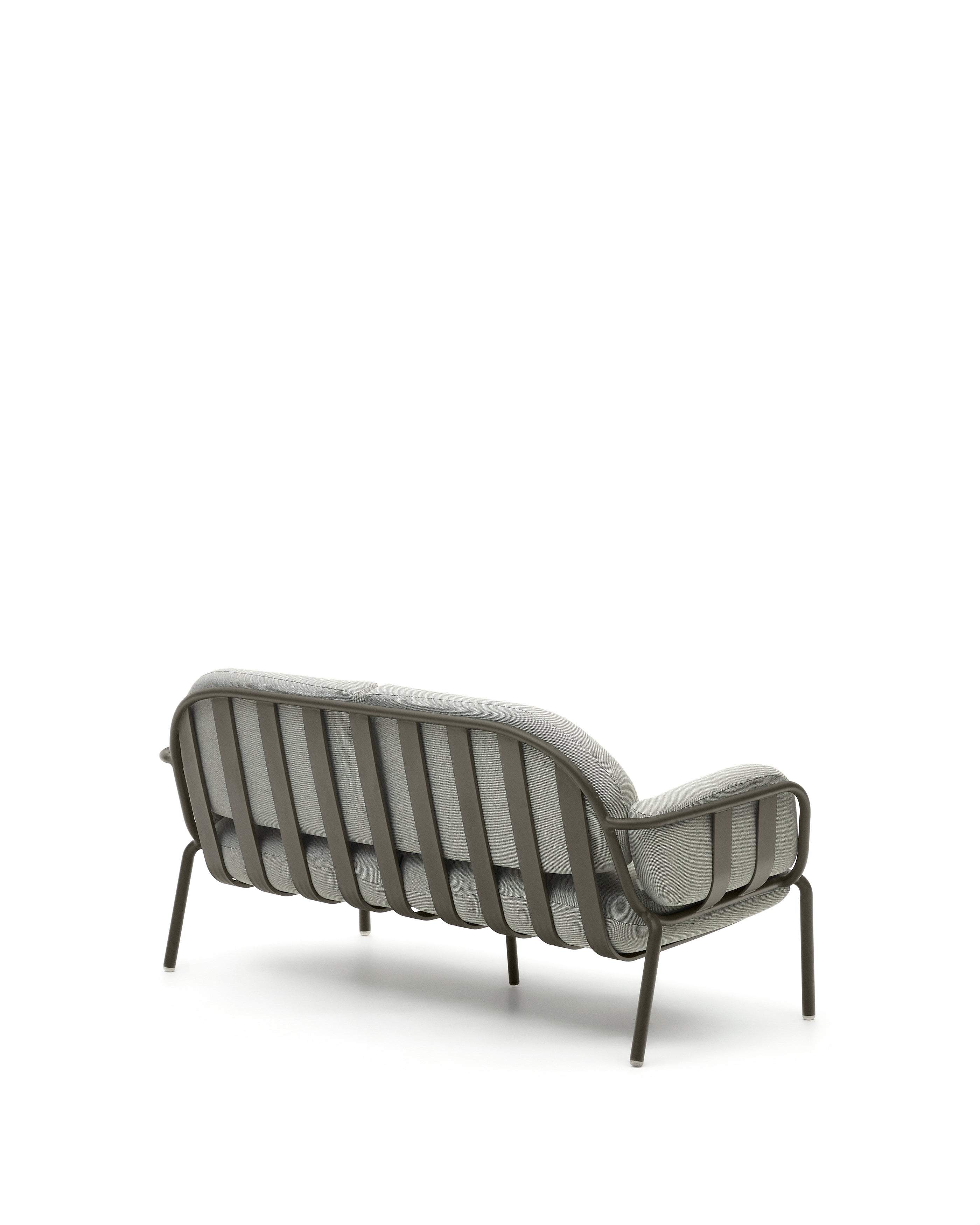 Joncols outdoor 2-seater sofa with grey upholstery and aluminium with green painted finish 164cm - Product Image