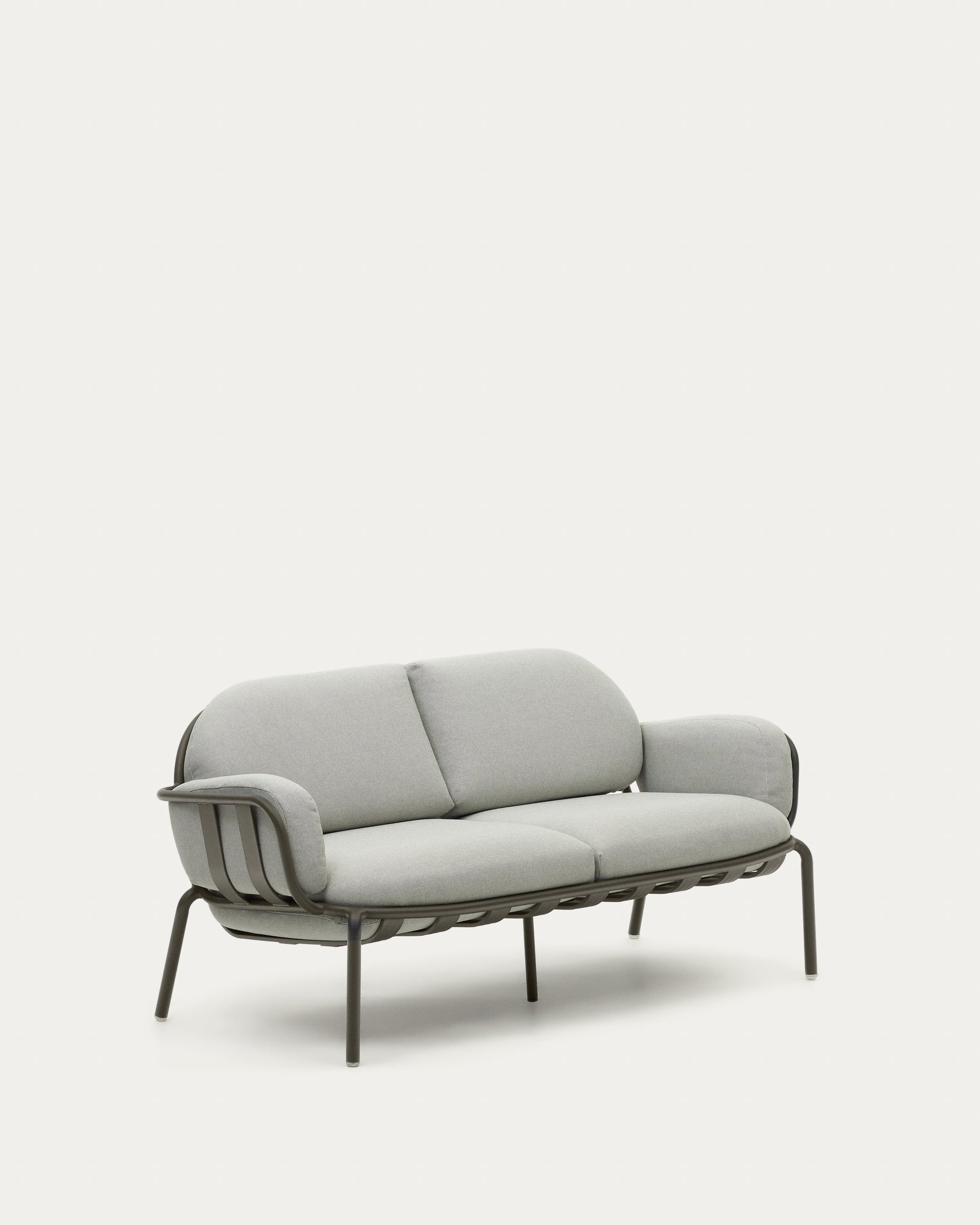 Joncols outdoor 2-seater sofa with grey upholstery and aluminium with green painted finish 164cm - Product View