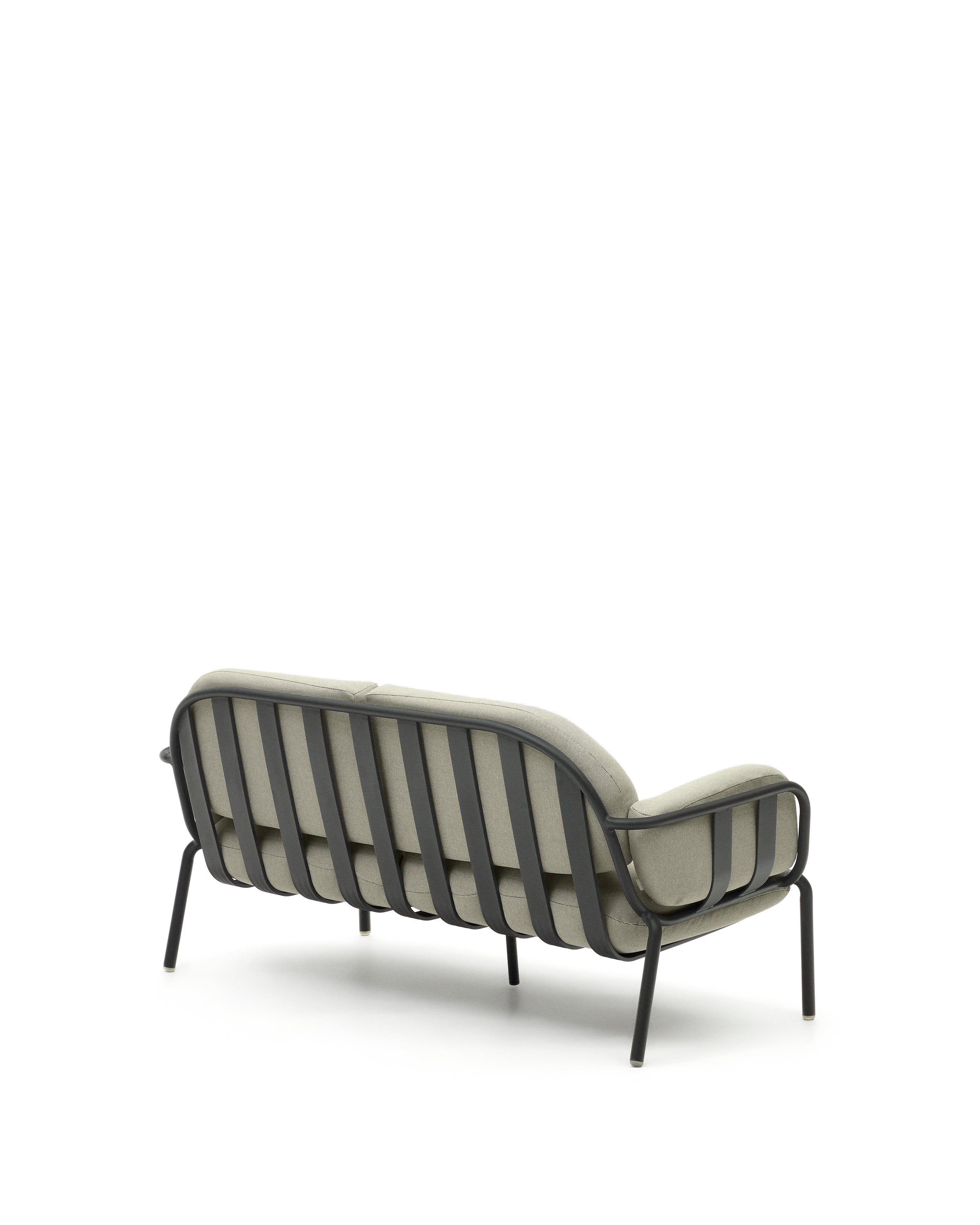 Joncols outdoor 2-seater sofa with beige upholstery and aluminium with grey painted finish 164cm - Product Image